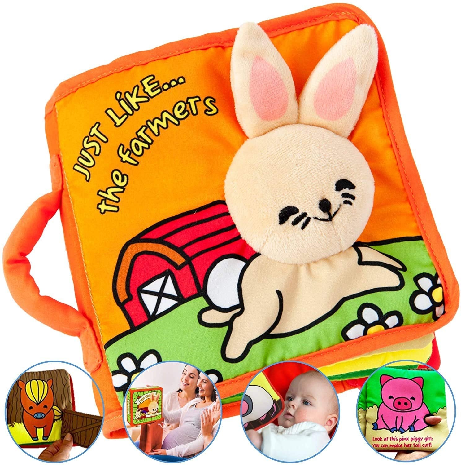 ToBe ReadyForLife Stimulating Baby Books 0-6 Months and 6-12 Months Infants | Crinkle Books for Babies Makes Great Toys Gift for 1 Year Old | Soft Cloth Farm Animals Books for Baby