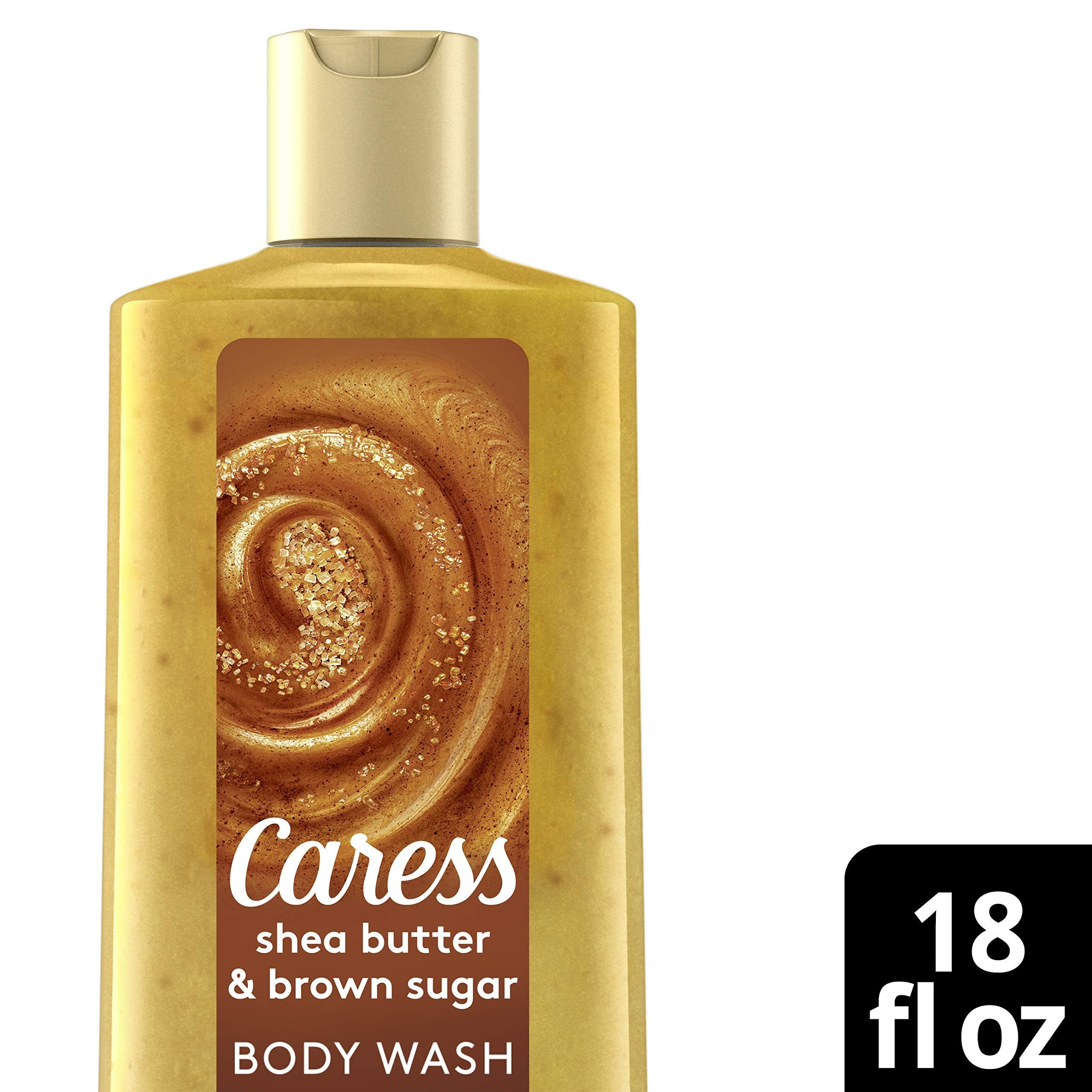 Caress Exfoliating Body Wash for Everyday Use Shea Butter & Brown Sugar 18 oz (Pack of 3)