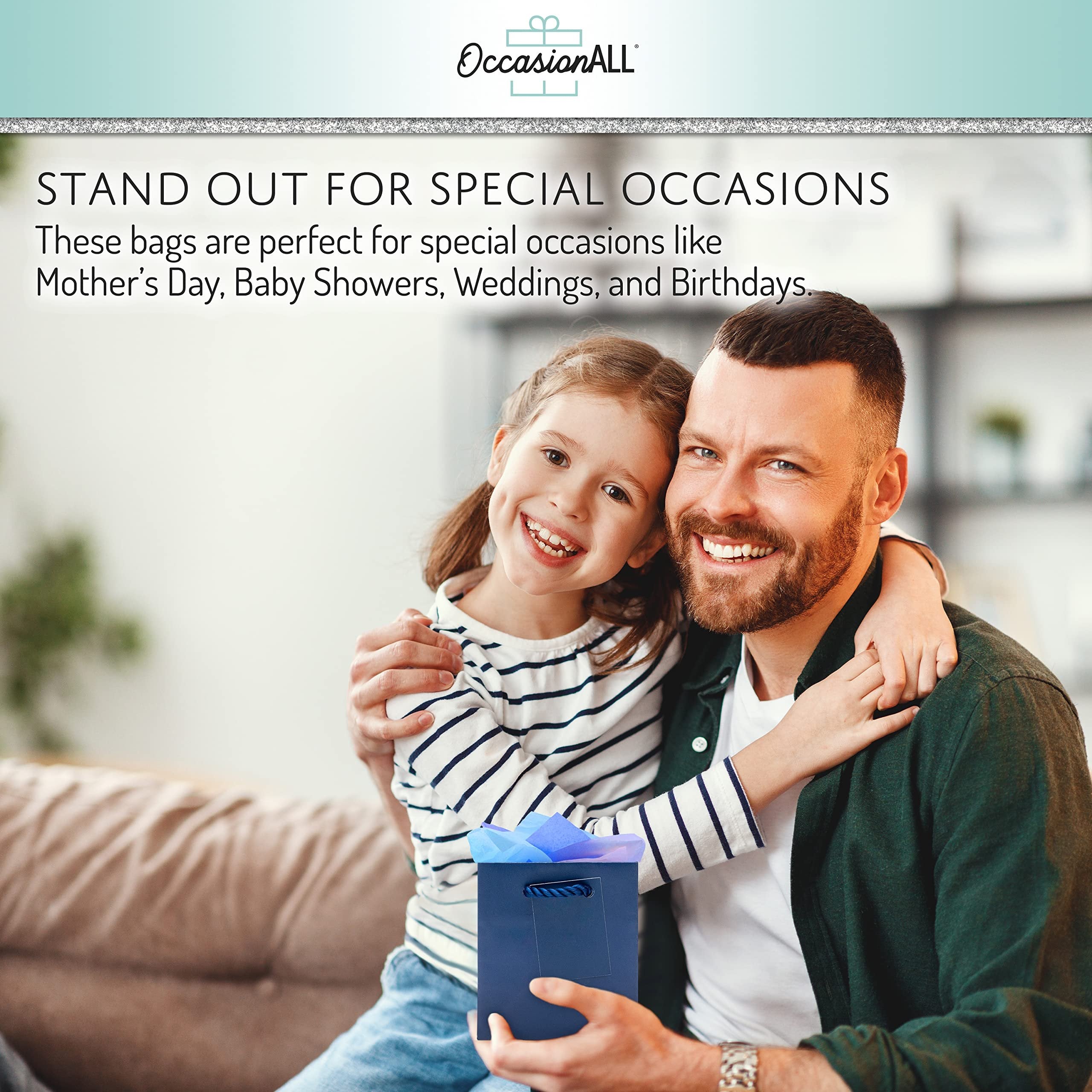 Mini Gift Bags - 12 Pack Navy Royal Blue Extra Small Gift Bags with Handles, Paper Totes for Christmas & Holiday Gift Wrap, Birthday Party Favor Bags for Boys & Men, Baby Showers, in Bulk - 4x2.75x4.5