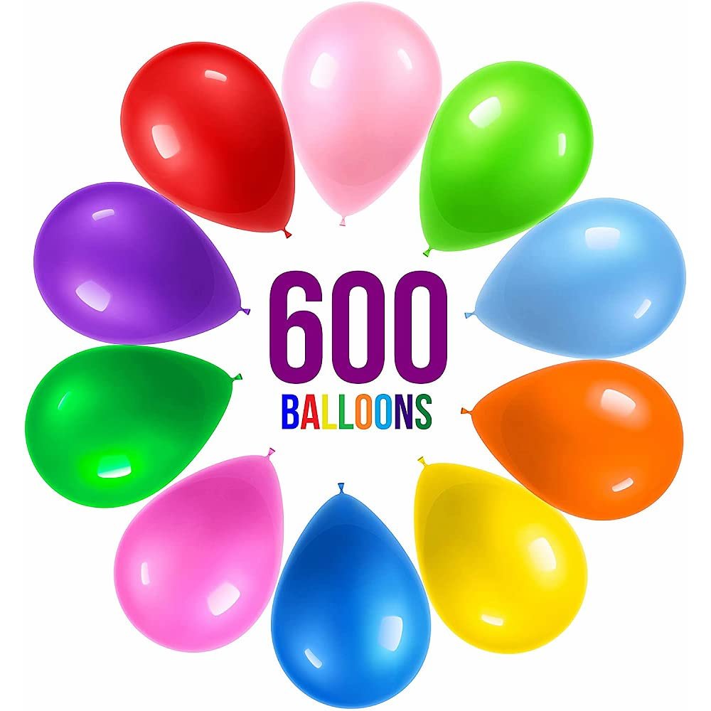 Prextex 600 Party Balloons, 12 Inch - 10 Balloons Assorted Colors Rainbow - Balloons Bulk Pack of Strong Latex Balloons for Party Decorations, Birthday Parties Supplies or Arch Decor - Helium Quality