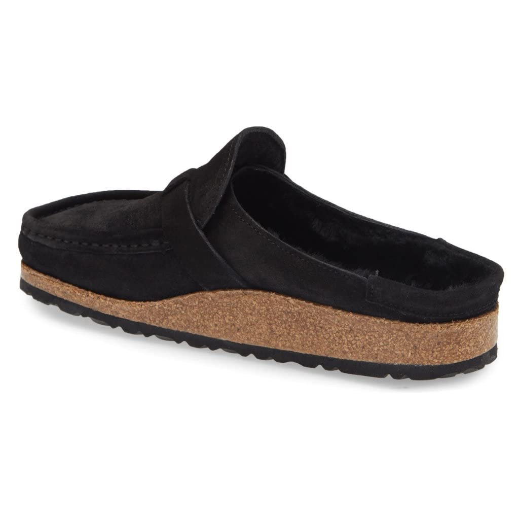 Birkenstock Unisex Buckley Shearling Suede Black Sandals 7 W / 5 M US