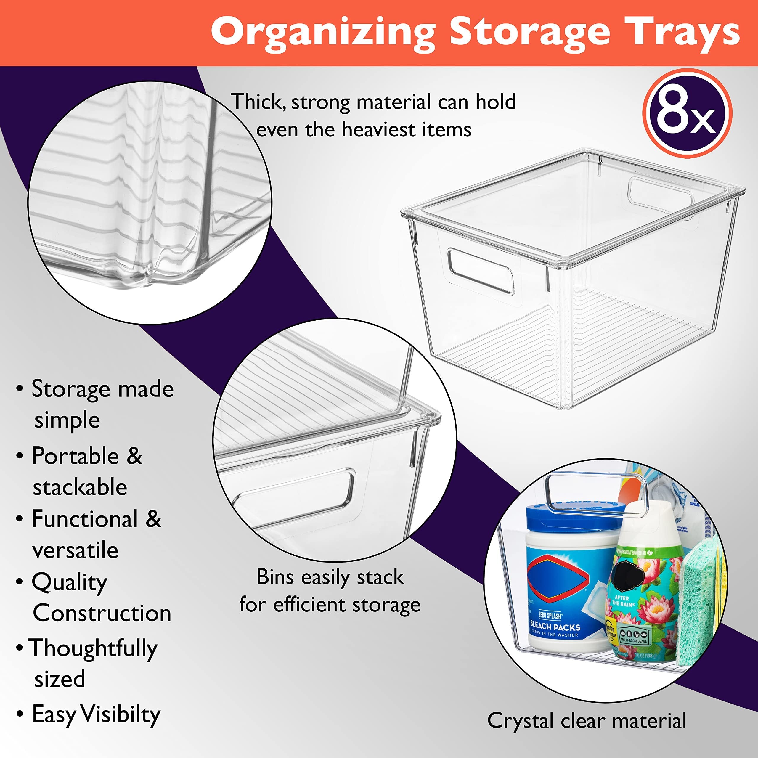 ClearSpace Plastic Storage Bins with Lids X-Large - Perfect Kitchen Organization or Pantry Storage - Fridge Organizer, Pantry Organization and Storage Bins, Cabinet Organizers
