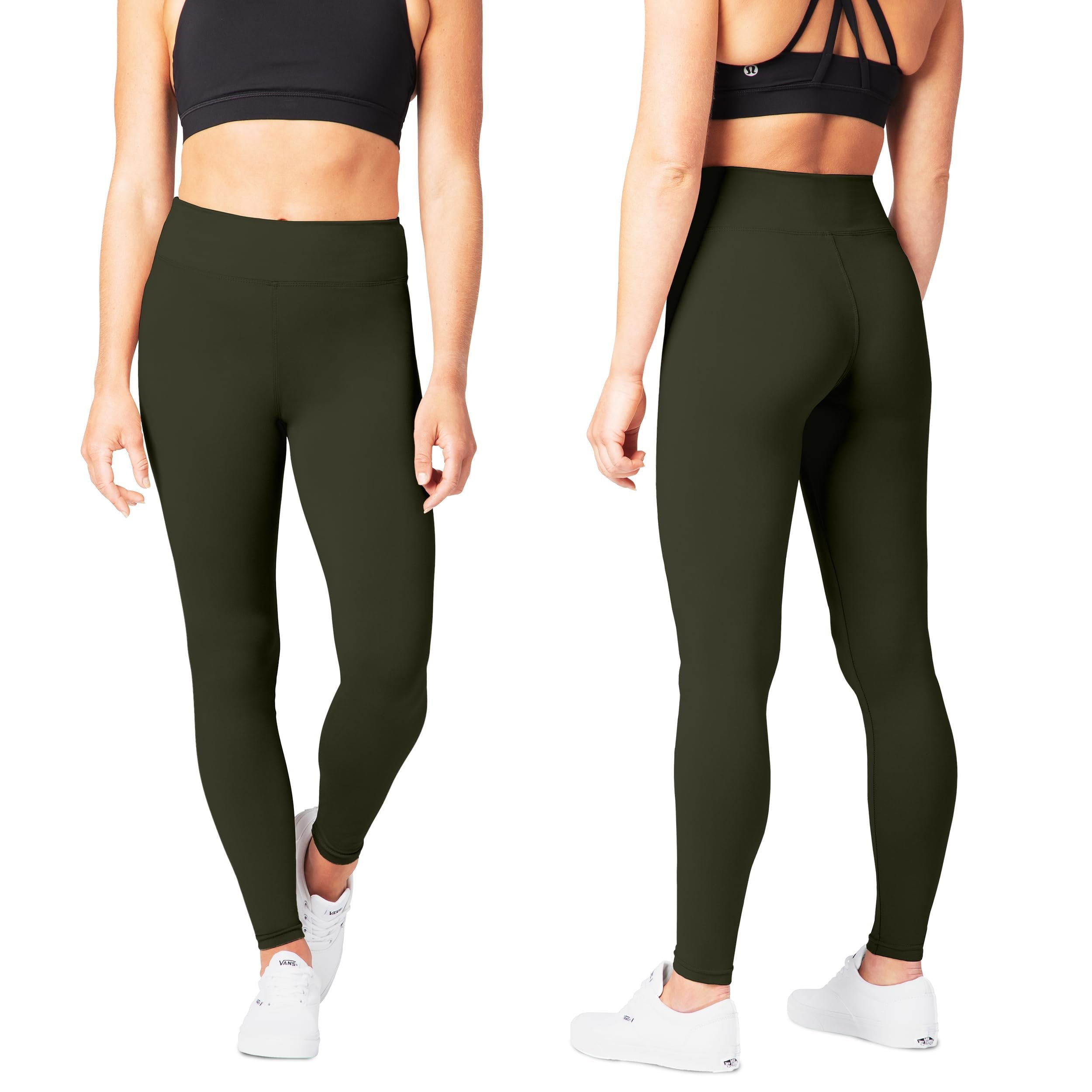 SATINA High Waisted Capri Leggings for Women - Capri Leggings for Women - High Waist for Tummy Control - Olive Capri Leggings for |3 Inch Waistband (One Size, Olive)