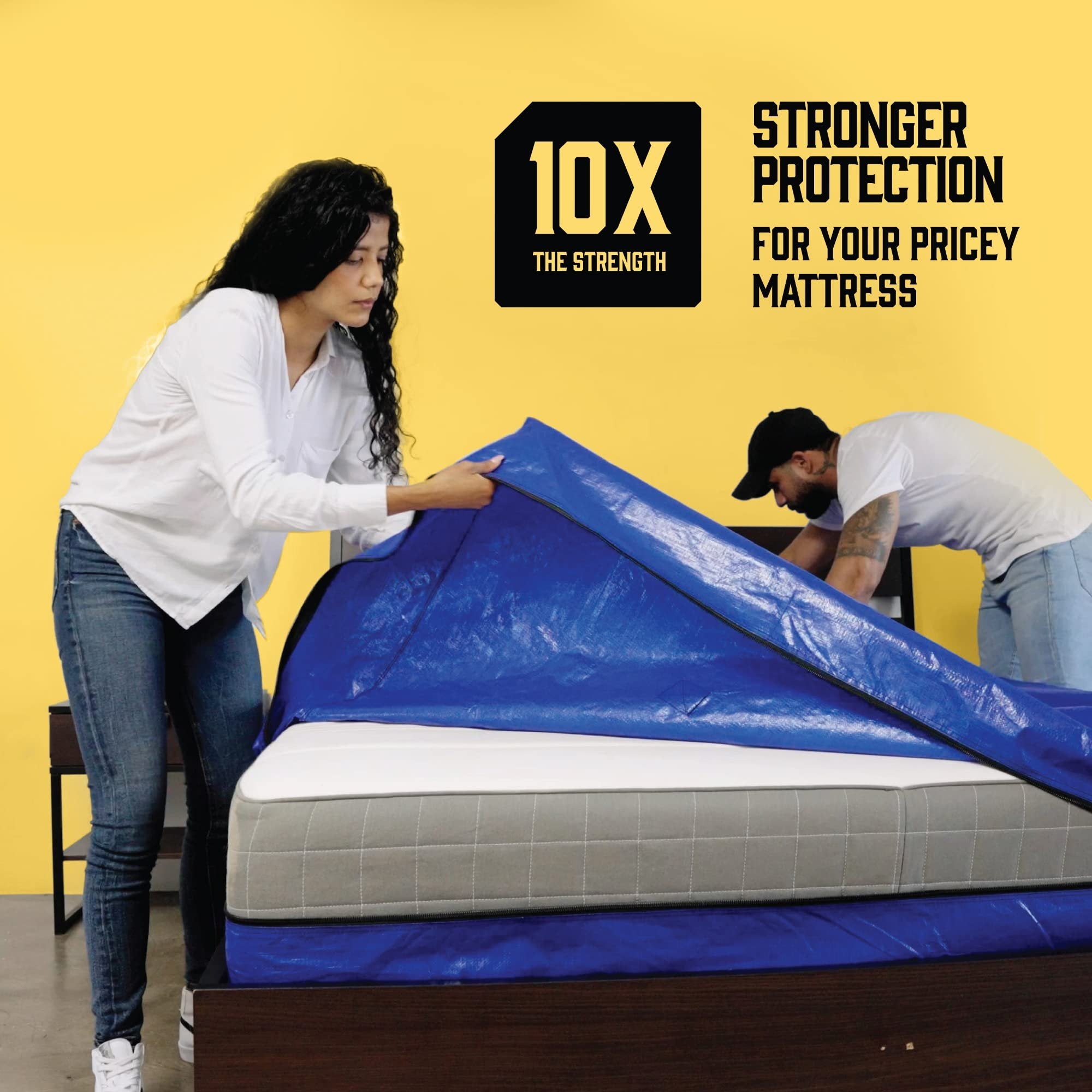 Mattress Bags for Moving with 8 Handles - Queen Size - Extra-Thick Reusable Storage Bag - Mattress Cover for Moving with Zipper, Bag Protector