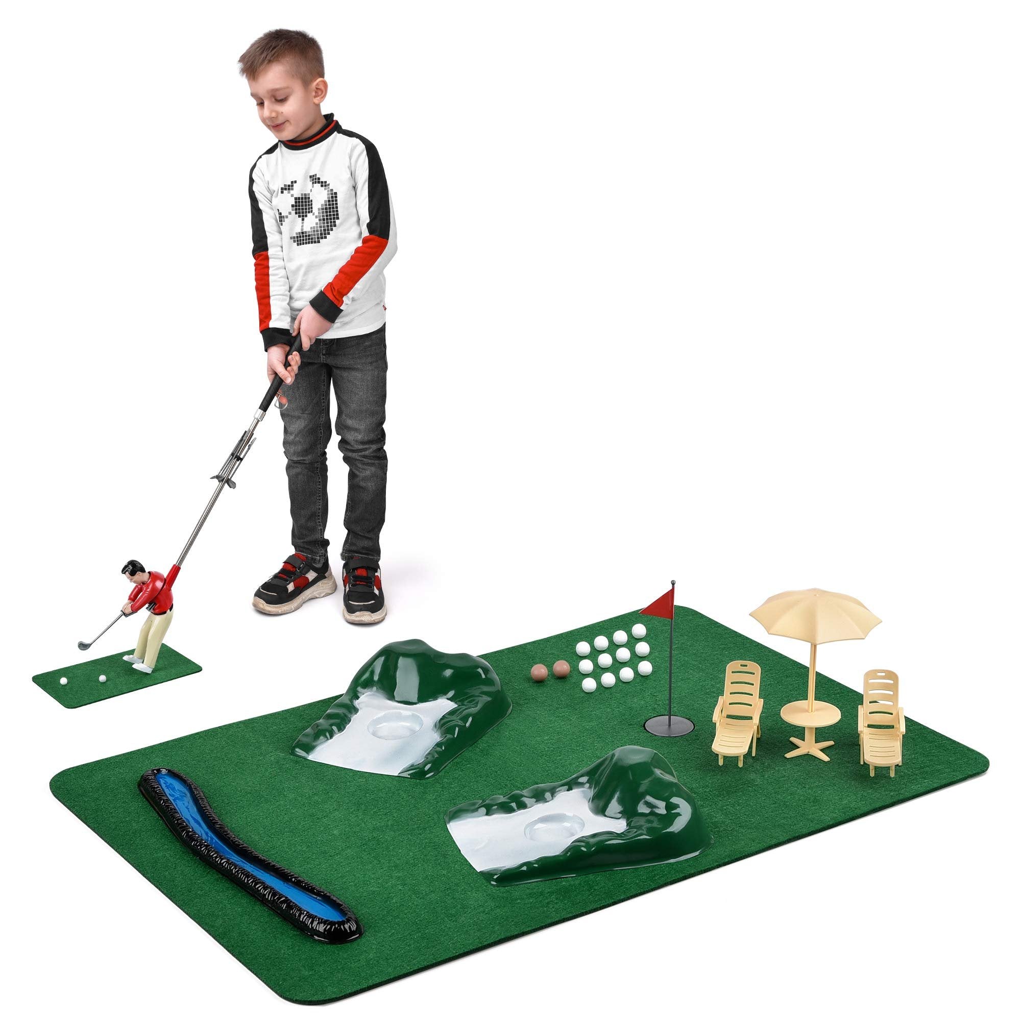 Abco Tech Mini Golfing Man Indoor Golf Kit - Golf Course Backyard Set - Complete Mini Golf for Home - Easy to Set Up and Play - Lightweight & Compact - Portable Mini-Golf Course