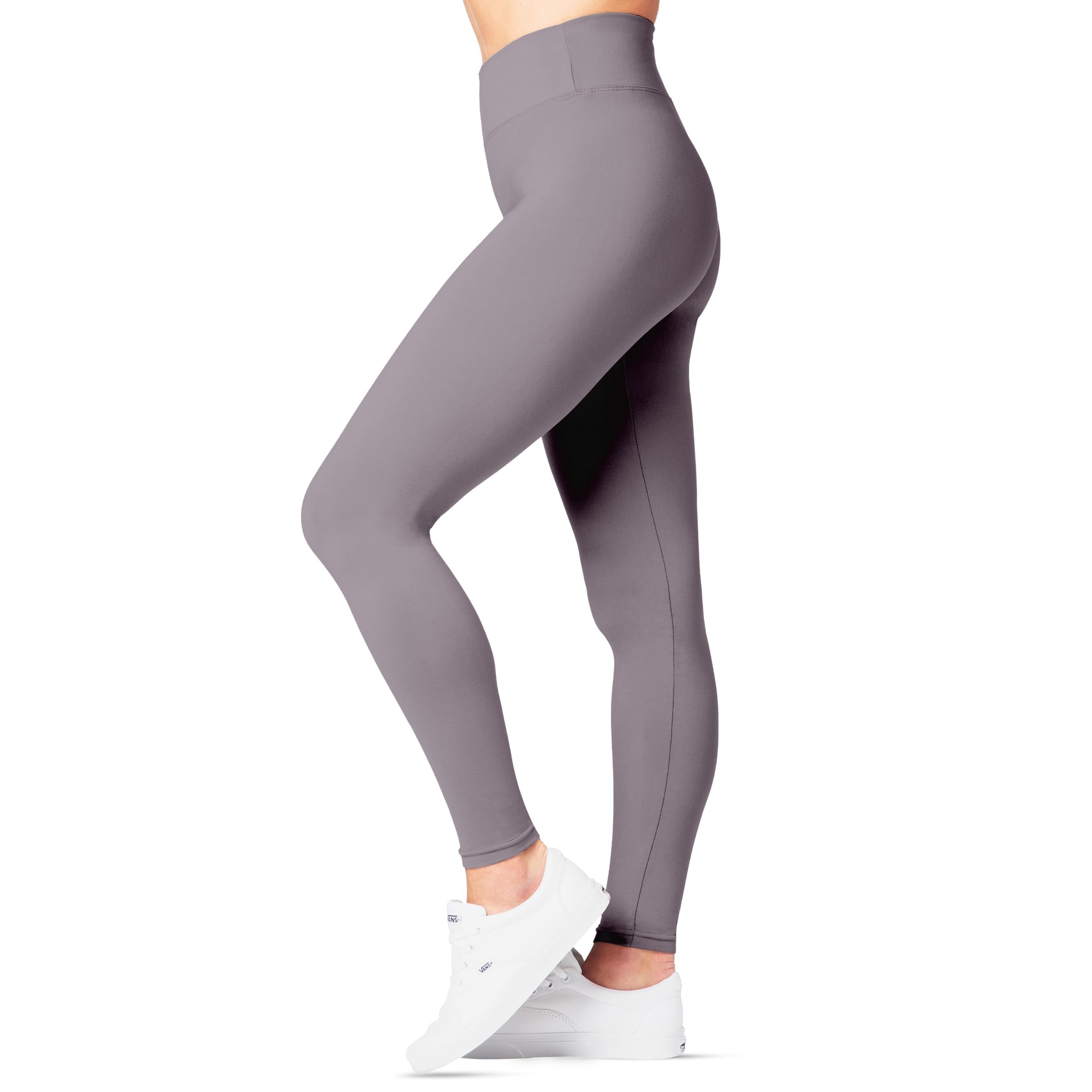 SATINA High Waisted Leggings for Women - Leggings for Regular & Plus Size Women - Lilac Gray Leggings Women - Leggings for Women |3 Inch Waistband (Plus Size, Lilac Gray)