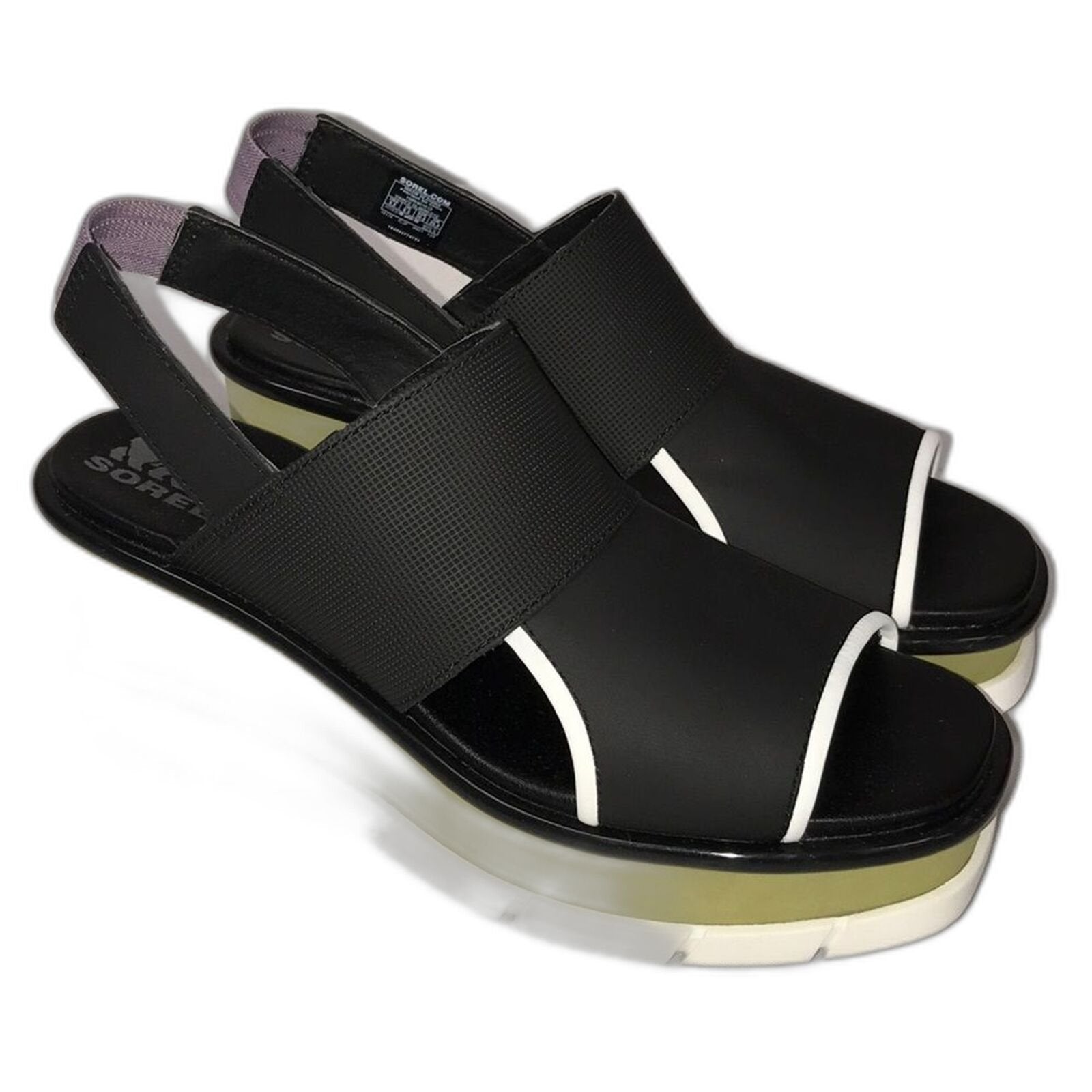 Sorel Womens Joanie III Slingback Sandals Black White Size 8.5