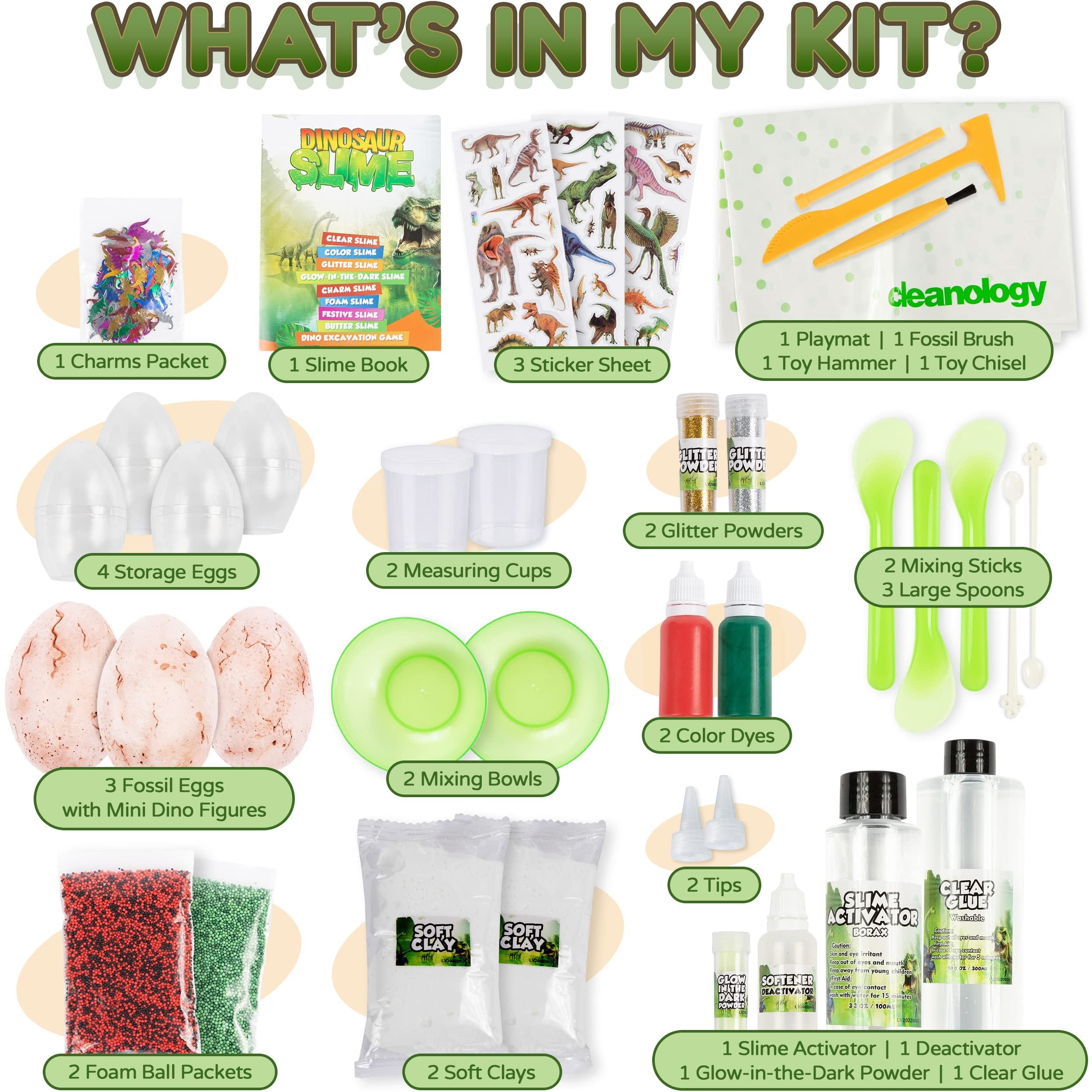 Laevo Dinosaur Slime Kit for Boys & Girls - Dino Slime Kit, Dinosaur Toy, DIY Slime Making Kit Boys/Girls, Girls/Boys Slime Kit, Kids Slime Kits for Boys and Girls, Slime Kit for Boys 8-12 and Girls