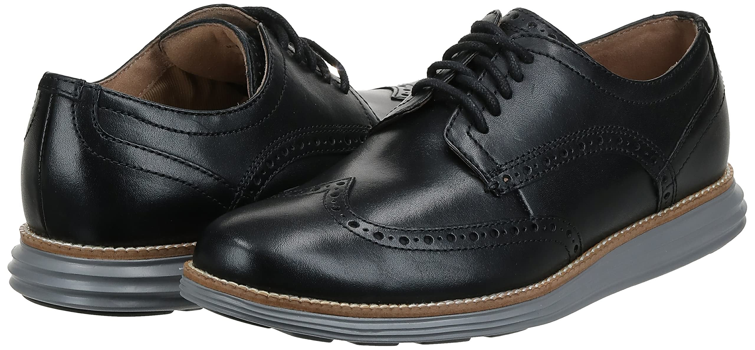 Cole Haan Men's Original Grand Shortwing Oxford Shoe, black leather/ironstone, 10 W US