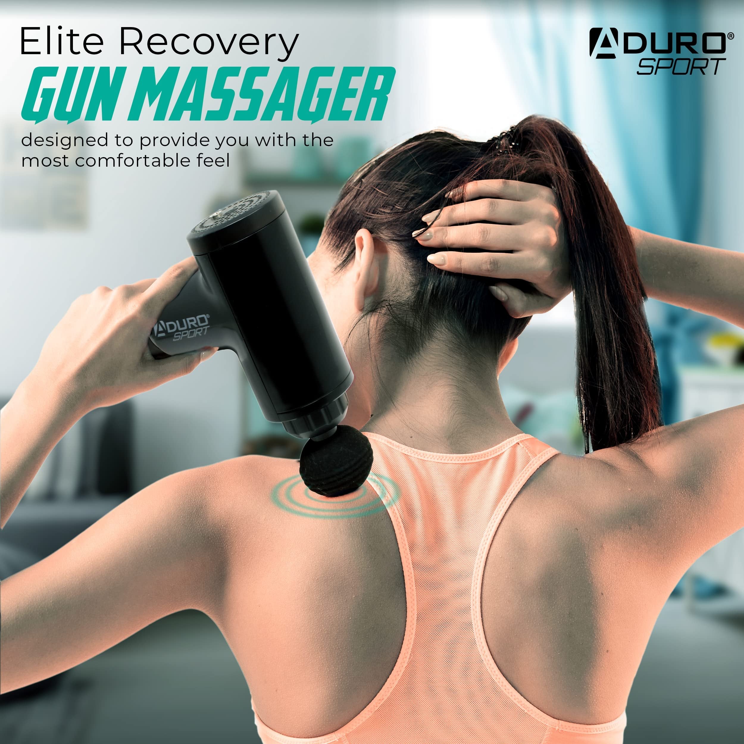 Aduro Percussion Massage Gun Deep Tissue Muscle Massage Gun Handheld, Elite Recoveryβ’ Electric Hand Held Therapy Massager Gun Perfect for Athletes Full Body, Back, Neck, Shoulder Pain Relief (Black)