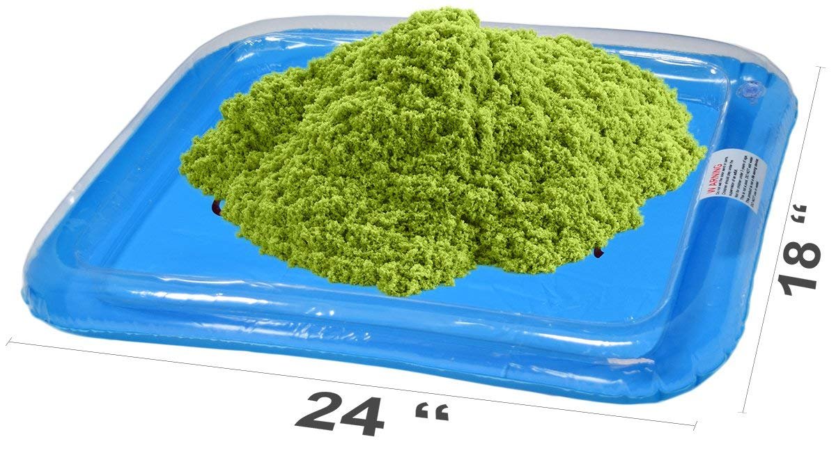 CoolSand Green 5 Pound Refill Pack - Including: 5 Pounds Moldable Indoor Play Sand, Storage Container and Inflatable Sandbox
