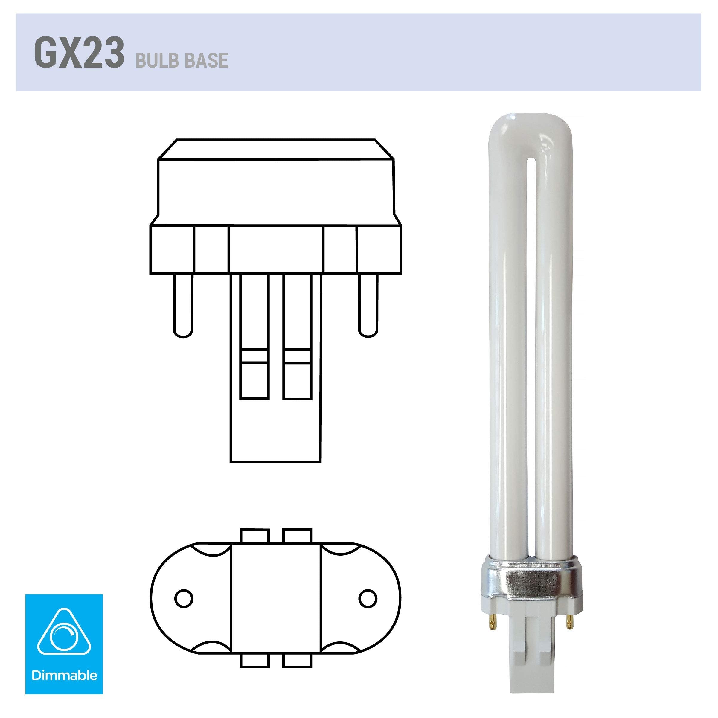 (Pack of 4) 13 Watt Single Tube - GX23 (2 Pin) Base - CFL Light Bulb - PL13S.