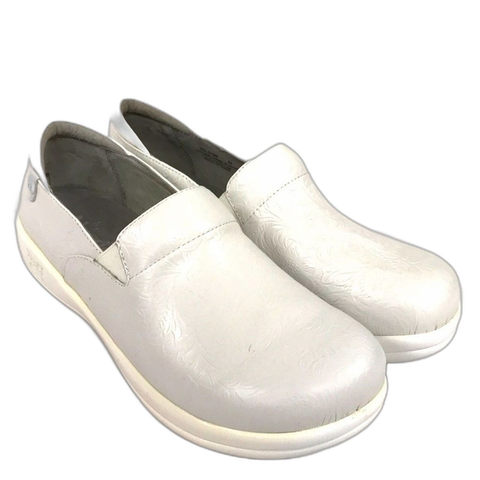 Alegria Womens Keli White Tooled Leather Shoes 12 W US