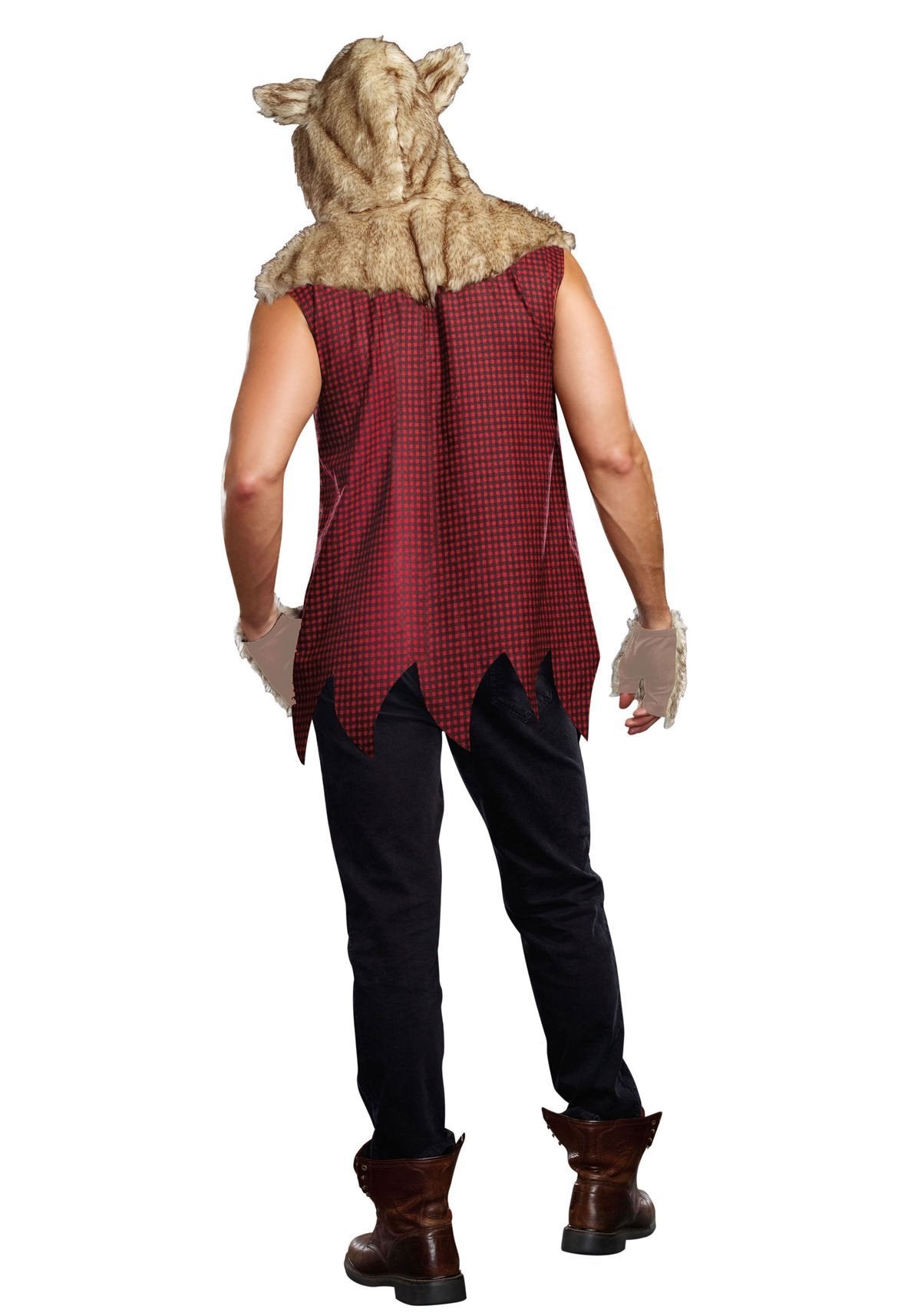 Dreamgirl Mens Big Bad Wolf Costume, Adult Hooded Werewolf Halloween Costume - Large