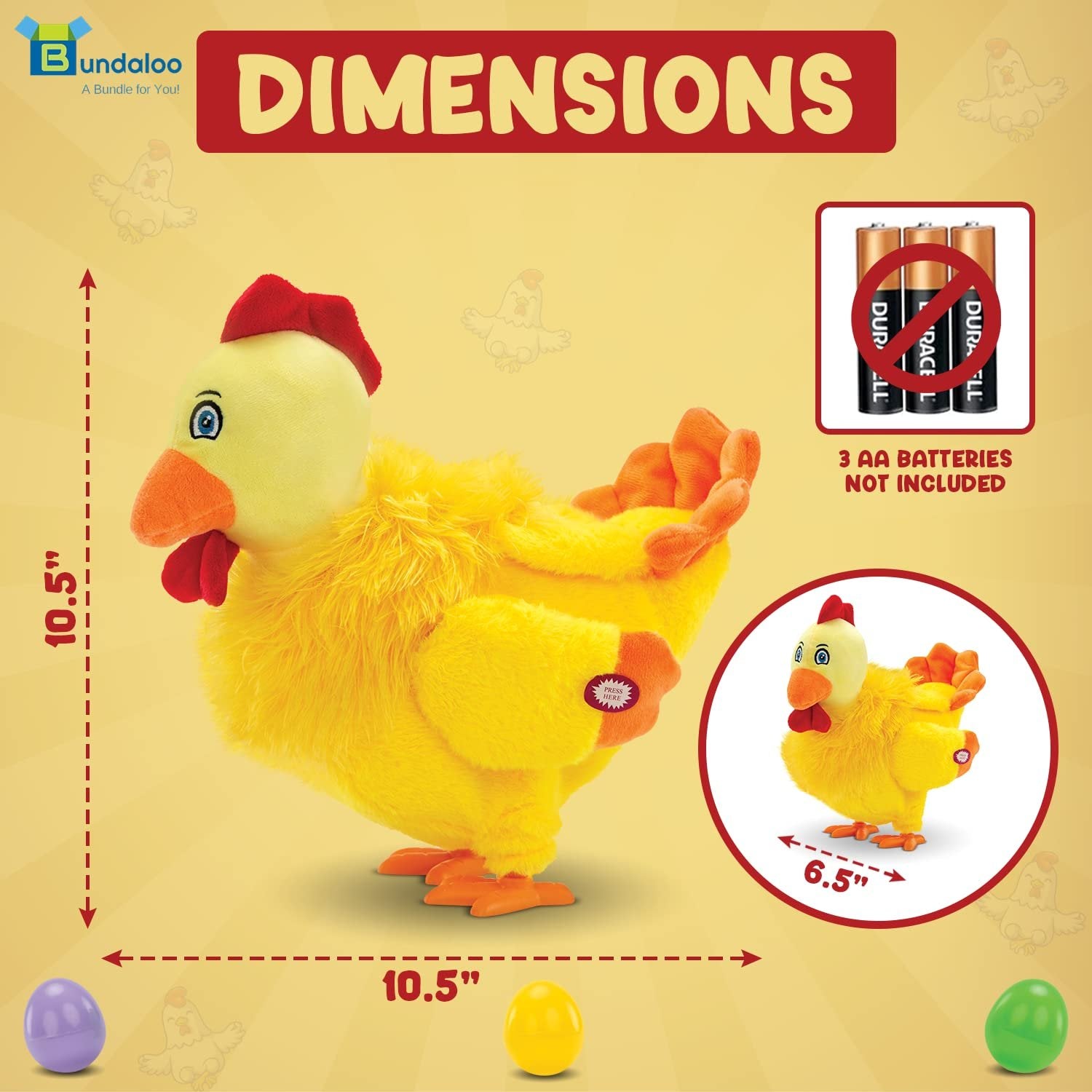 Bundaloo Animated Plush Dancing Chicken Toy That Lays Eggs - Musical Fun and Entertaining Gift for Kids