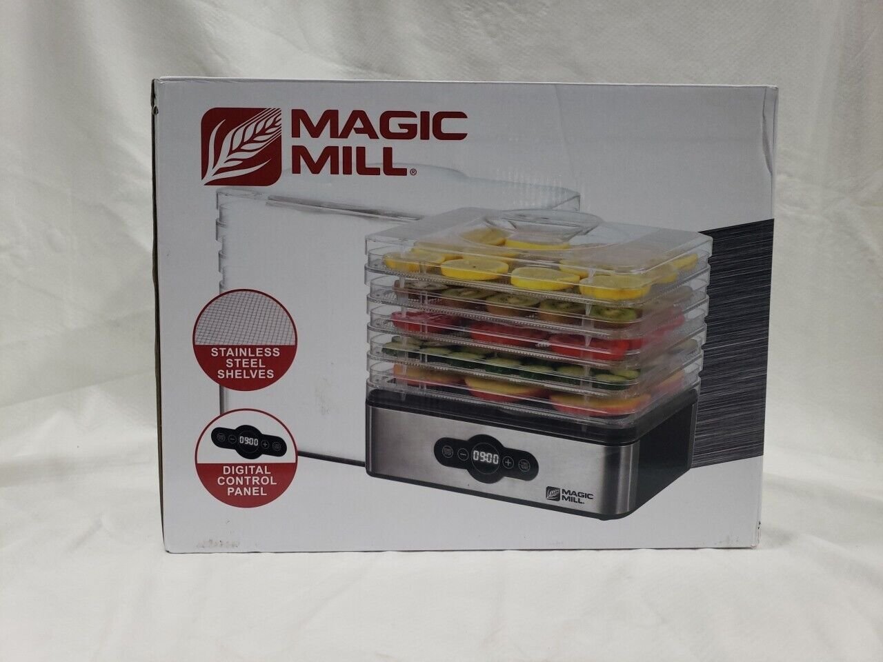 Magic Mill Food Dehydrator Machine, 5 Stainless Steel Trays, Silver, Brand New