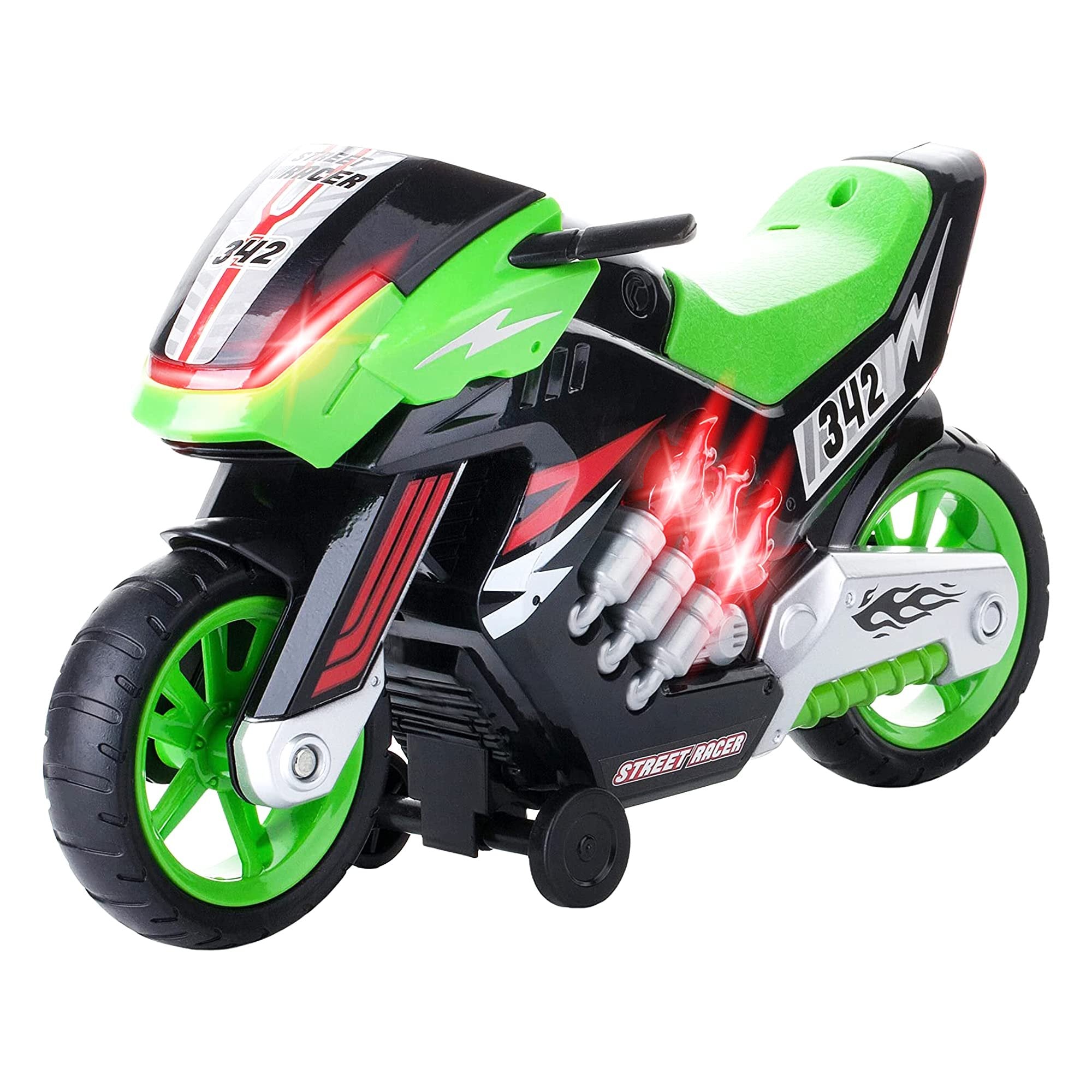 Dazmers Toys Electric Motorcycle Toy with Lights and Sounds - Wheelie Lifters Motorcycle Kids Toddler with Sounds and Lights for Kids - Green - Dirtbike Toys for Boys