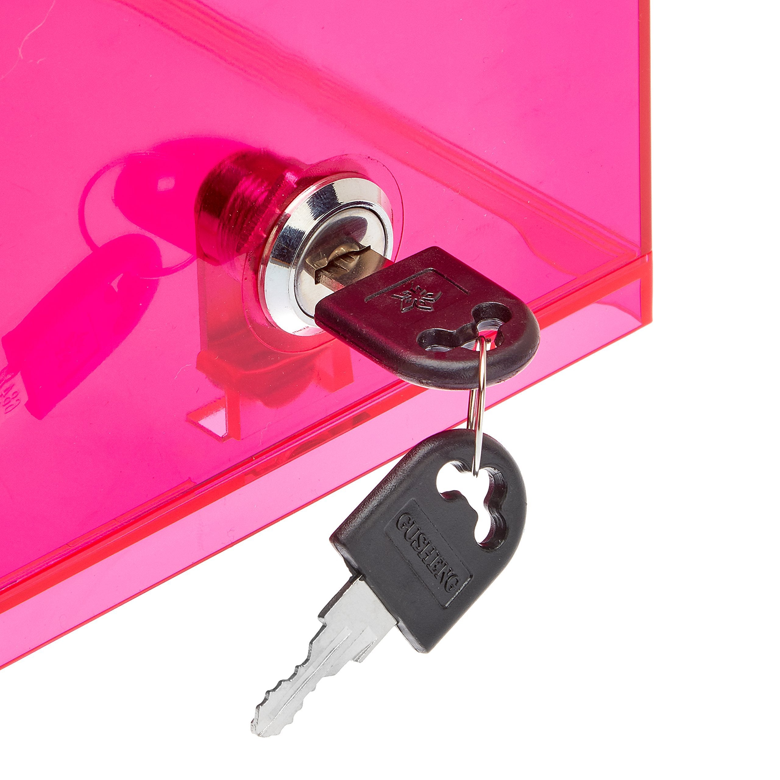 Adir Acrylic Donation Ballot Box with Lock - Secure and Safe Clear Slotted Suggestion Box - Storage Lock Deposit Box with Keys for Cards, Votes, Tickets, Feedback and Money (6.25" x 4.5" x 4")