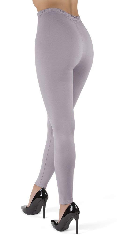 SATINA High Waisted Leggings for Women | Full Length | 1 Inch Waistband (Gray, One Size)