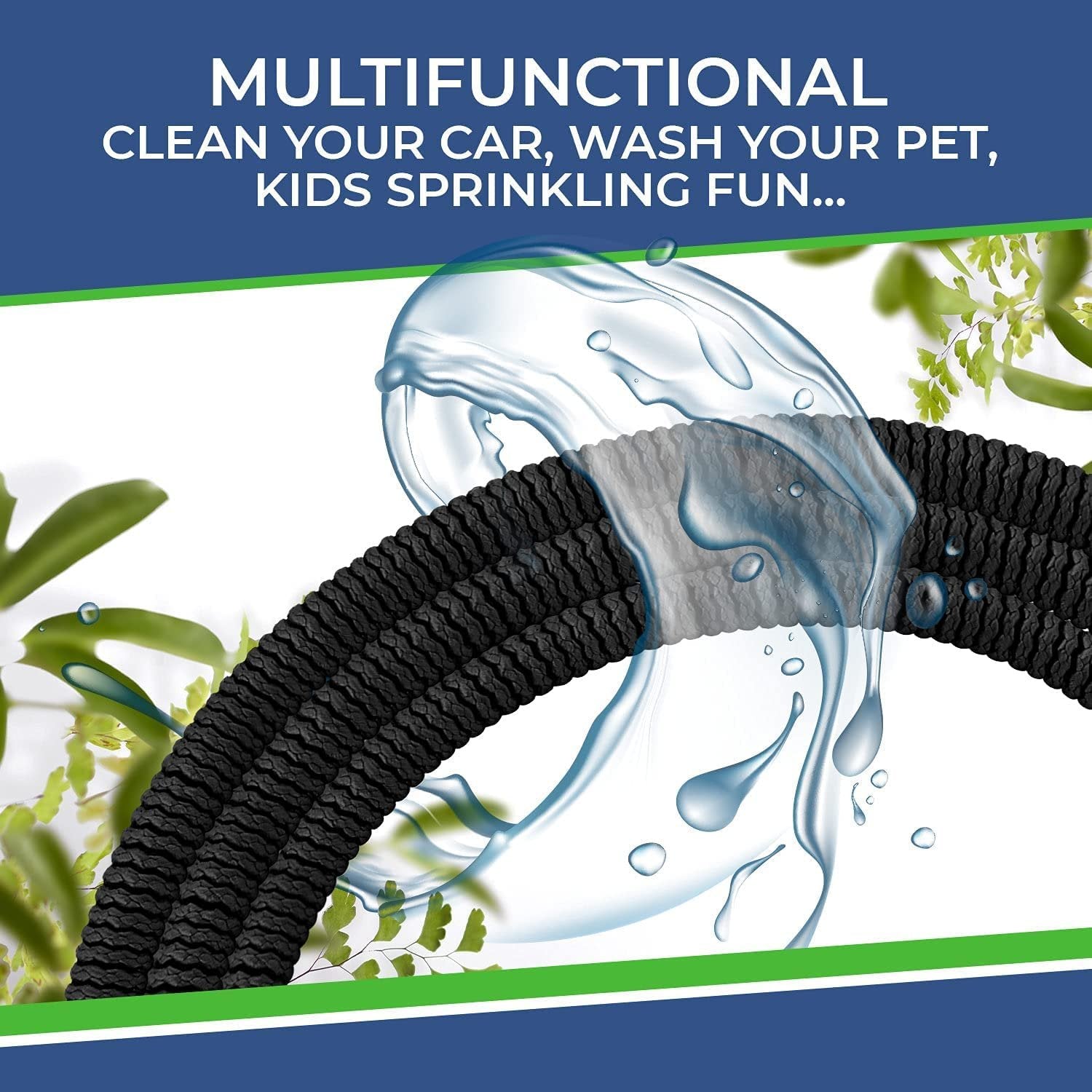 Growgreen Garden Hose, Heavy Duty Expandable Garden Hose, Flexible and Lightweight, Double Latex Core, Solid Brass Connectors