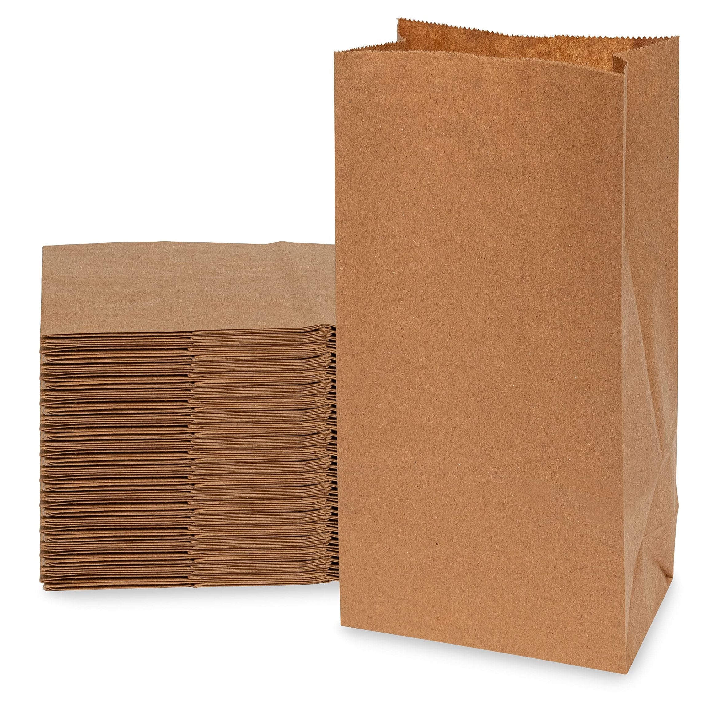 Brown Paper Lunch Bags - 4 LB Small Paper Lunch Bags 100 Count, Disposable Kraft Paper SOS Sack for Lunch Bags, Bread Bags, Sandwich Bags, Treat & Snack Bag, Deli, Bakery Use, in Bulk - 5x3.13x9.75