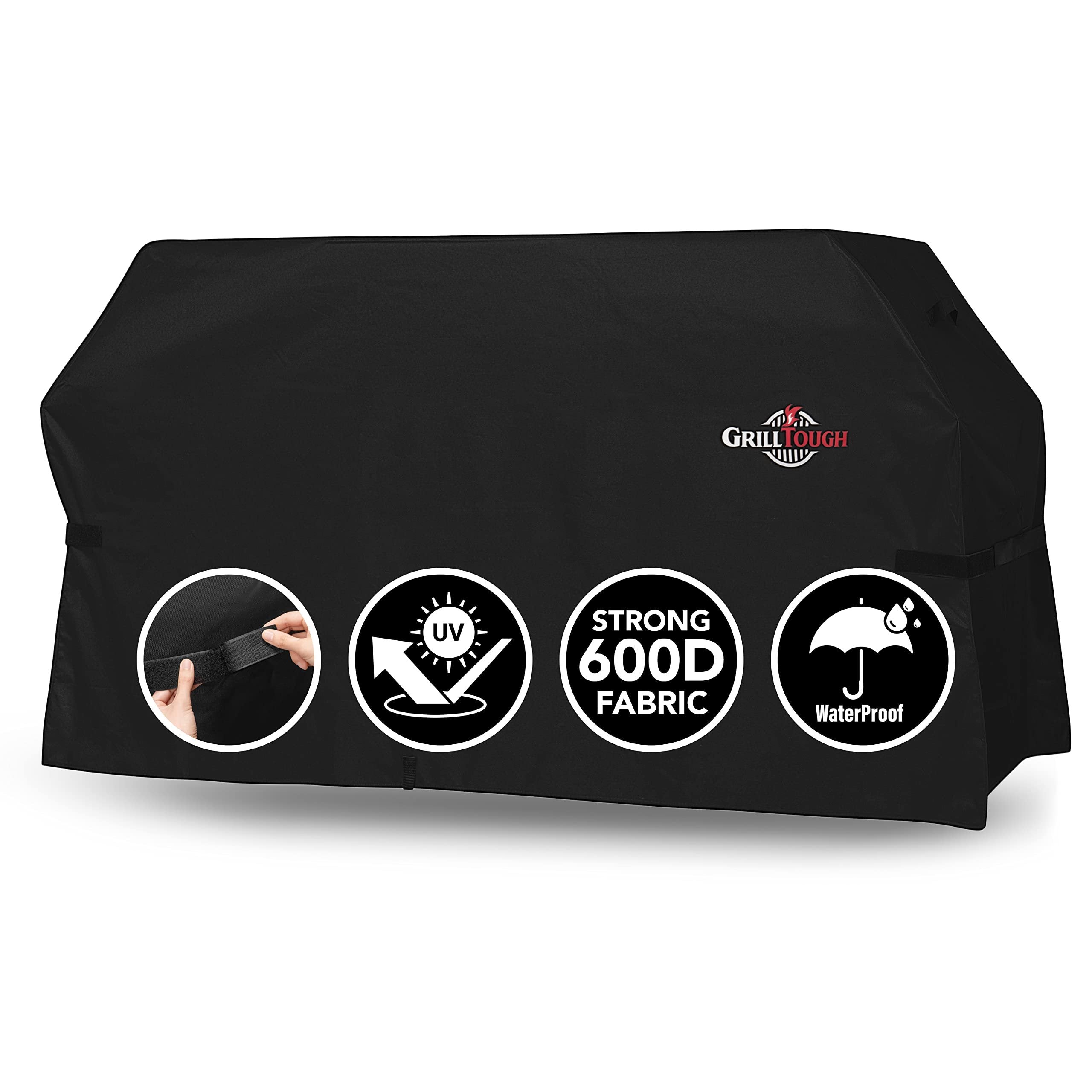 GrillTough Heavy Duty Griddle Cover for Outdoor Griddle, Fits 36 Inch Griddle - Waterproof, Weather Resistant, UV & Fade Resistant with Adjustable Straps - BBQ Cover for Flat Grill, Black