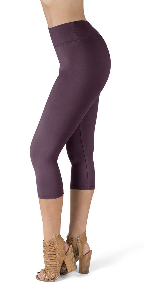 SATINA High Waisted Capri Leggings for Women - Capri Leggings for Women - High Waist for Tummy Control - Vintage Violet Capri Leggings for |3 Inch Waistband (One Size, Vintage Violet)