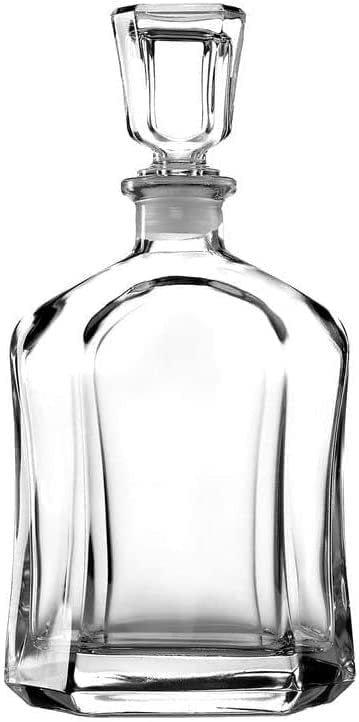 Whiskey Decanter- 23.75 oz for Vodka Bourbon Brandy & other Spirit-Airtight Liquor Dispenser for Mini Bar, Gift for Dad & House Warming, Made in Italy