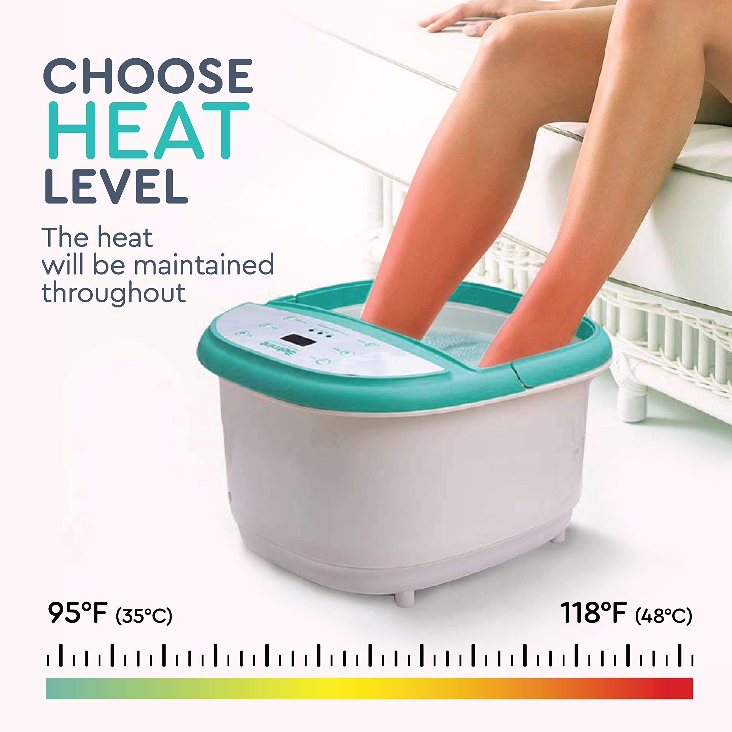 Foot Spa Foot Bath Massager - Feet Soaking Tub with Heat - Foot Bath with 6 Shiatsu Massage Rollers, Callus Remover, Adjustable Time & Temperature - Stress Relief and Sooths Tired Feet