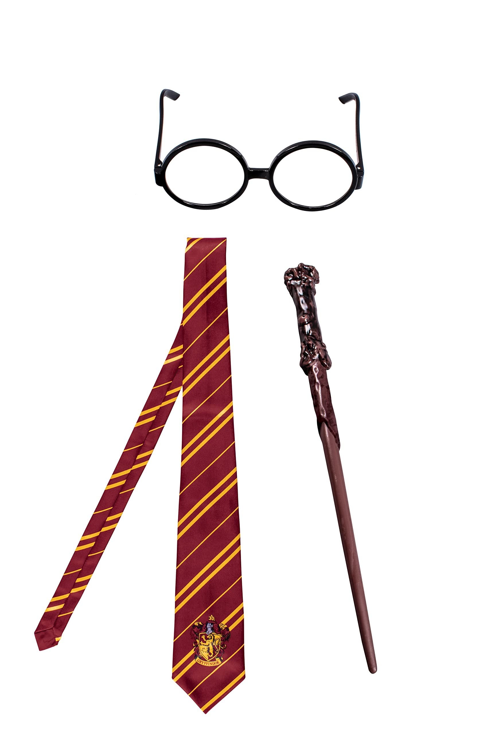 Harry Potter Costume Kit, Official Wizarding World Harry Potter Glasses with Wand and Gryffindor Tie