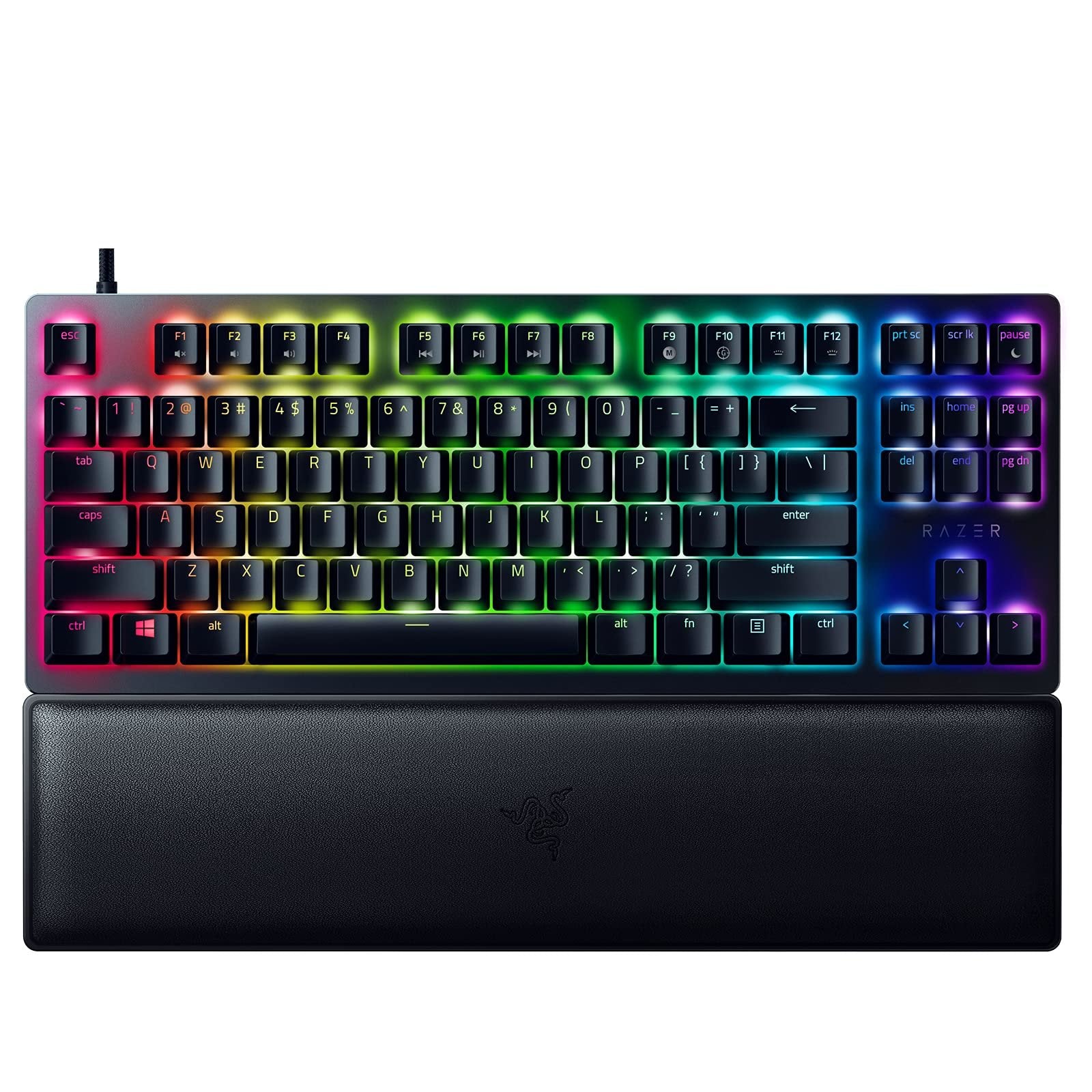 Razer Huntsman V2 TKL Tenkeyless USB-C Gaming Keyboard: Fastest Linear Optical Switches Gen2 w/ Sound Dampeners & 8000Hz Polling Rate - Detachable TypeC Cable - Doubleshot PBT Keycaps (Renewed)