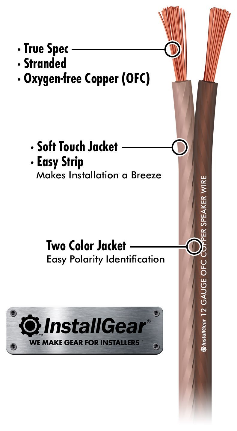 InstallGear 12 Gauge Speaker Wire (500ft) - Brown 12 AWG Speaker Wire Speaker Cable 99.9% | Oxygen-Free Copper - True Spec and Soft Touch Cable | Speaker Wire 12 Gauge for Outdoor Speaker Wire