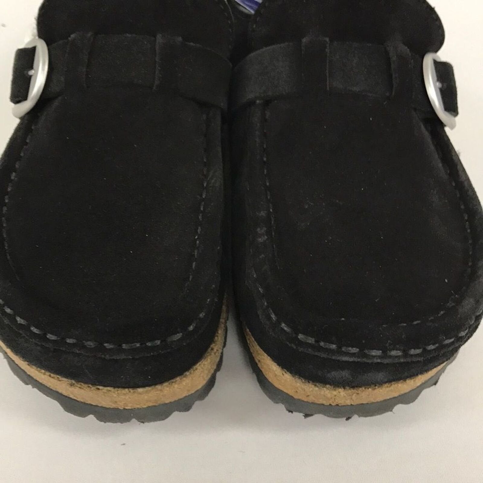 Birkenstock Buckley Shearling Black Fur Suede Womens Size 6