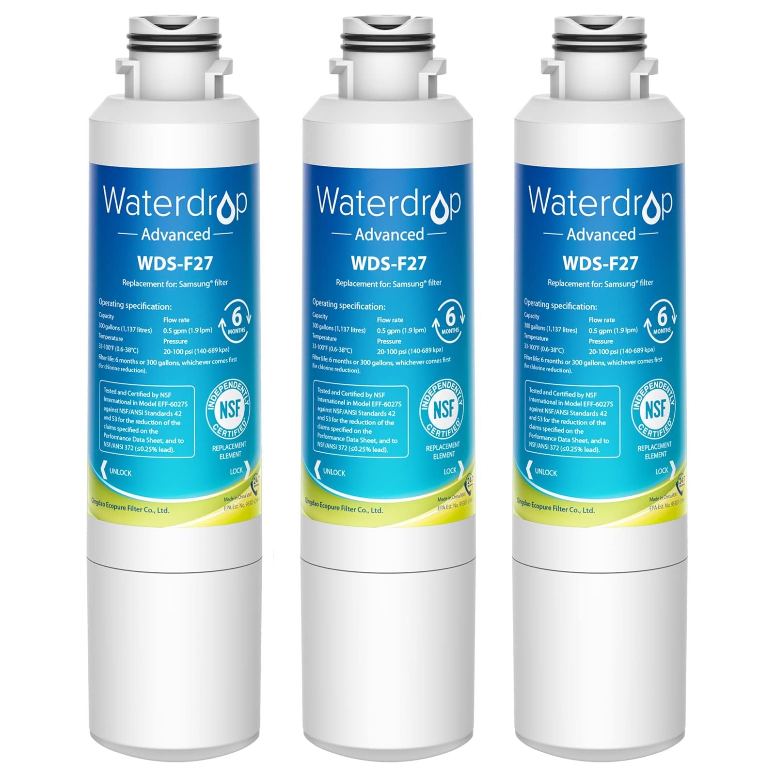 Waterdrop DA29-00020B πππ
ππ&ππ πππ«ππ’ππ’ππ Refrigerator Water Filter, Replacement for Samsung HAF-CIN/EXP, DA29-00020A/B, DA29-00020B-1, RF263BEAESR, RF28HMEDBSR, RS25J500DSR, 3 Filters