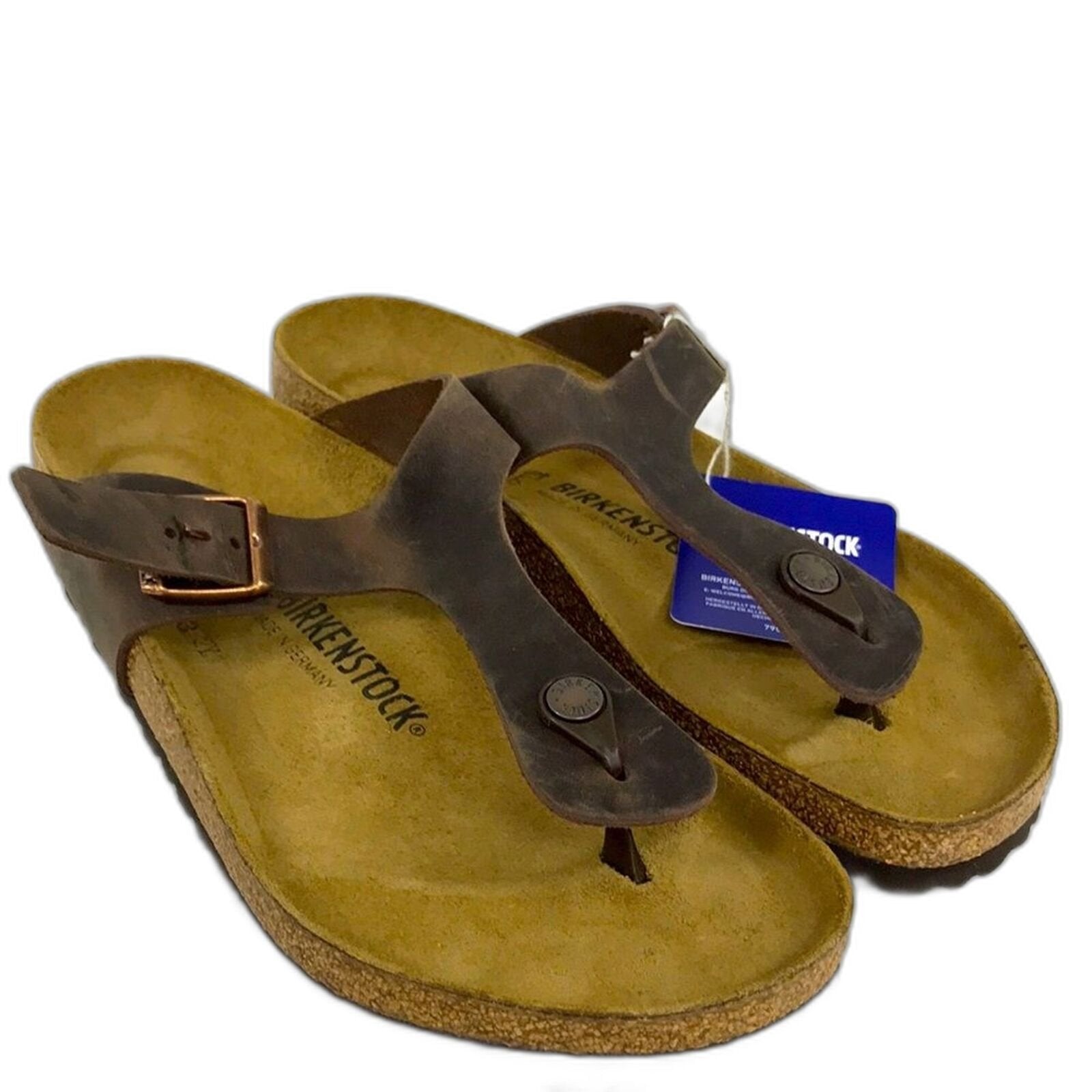 Birkenstock Womens Gizeh Birko Flor Flip Flops Brown 10 US