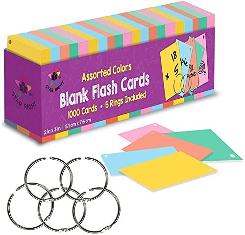 Star Right Assorted Colored Blank Flash Cards - 2"x3" Blank Index Note Star Right Assorted Colored Blank Flash Cards - 2"x3" Blank Index Note