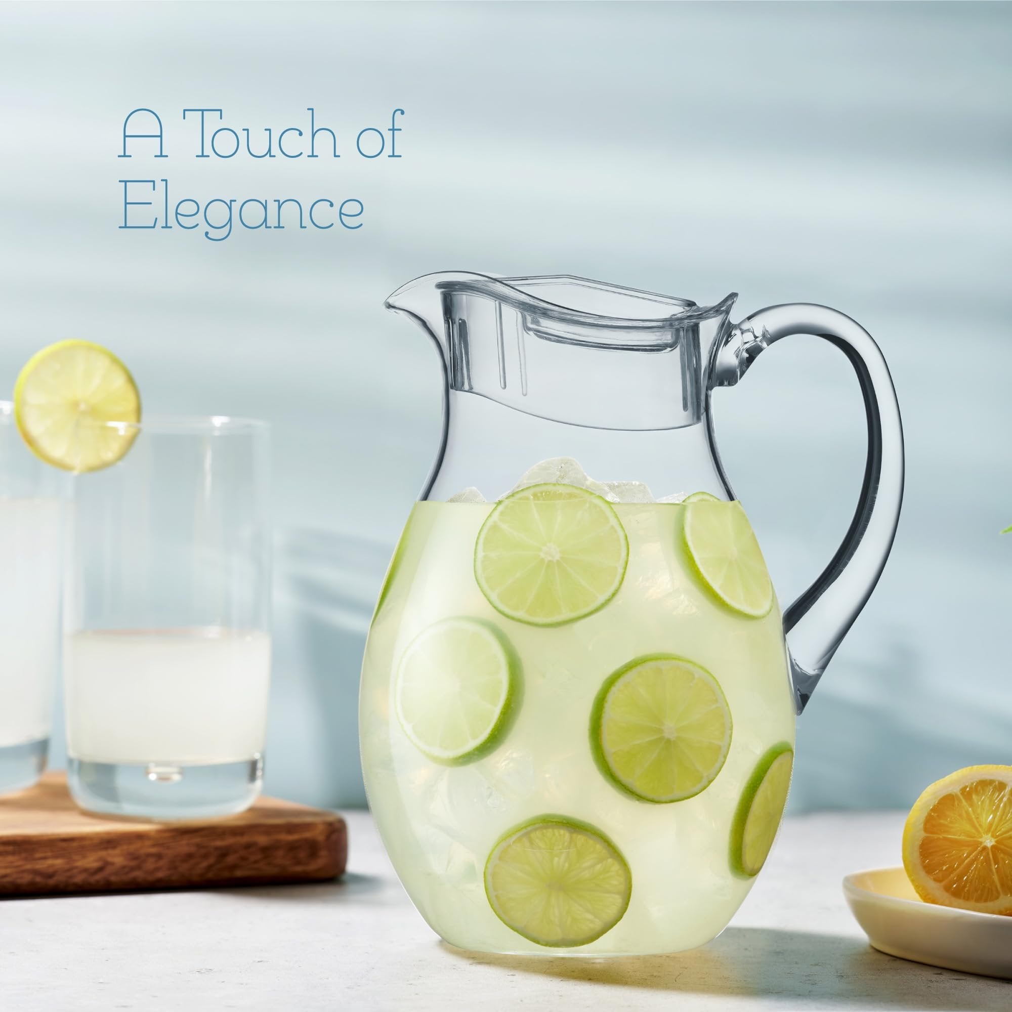 MosJos Acrylic Pitcher (72 oz), Clear Plastic, Water Pitcher with Lid, Shatterproof, BPA-Free Clear Pitcher, Ideal for Sangria, Lemonade, Juice, Iced Tea & More (Clear)