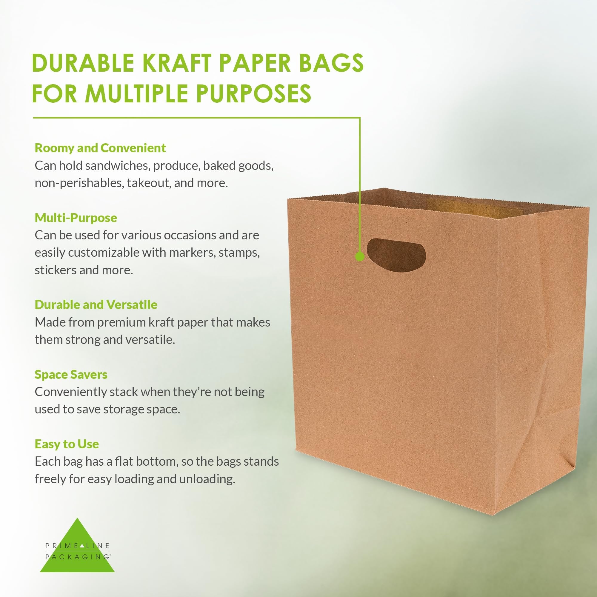 Brown Paper Bags with Handles - 11x6x11 100 Pack Small Die Cut Handle Brown Paper Lunch Bags, Paper Bags Bulk, Kraft Bags for Food Service, Takeout, Bread Bag, Shopping Bags for Small Business, Retail