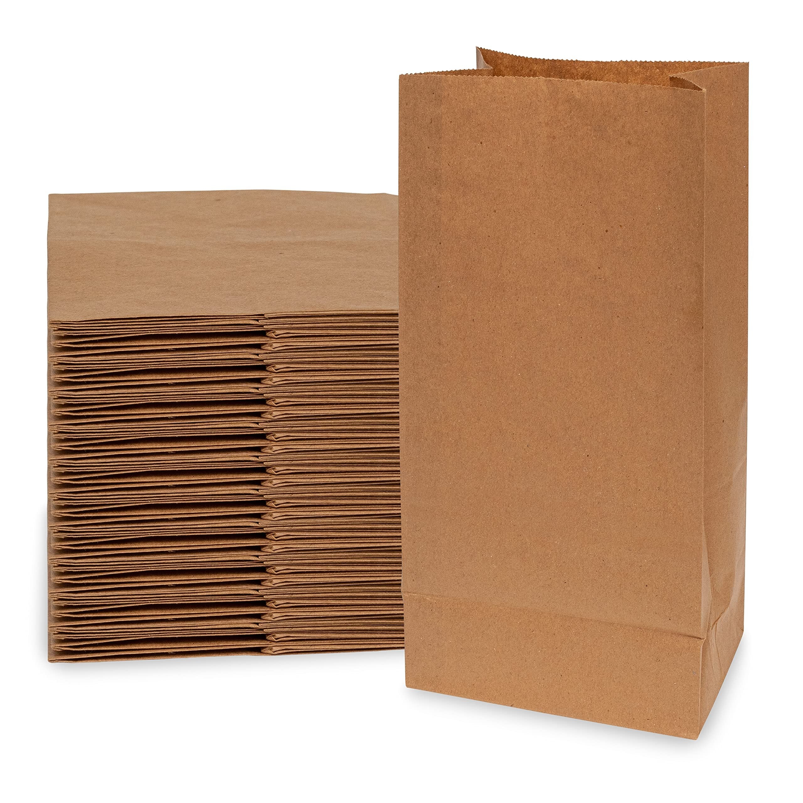 Brown Paper Lunch Bags - 8 LB Medium Paper Lunch Bags 100 Count, Disposable Kraft Paper SOS Sack for Lunch Bags, Bread Bags, Sandwich Bags, Snack, Goodie, Favor Bags, Bakery Use, Bulk - 6.13x4x12.25