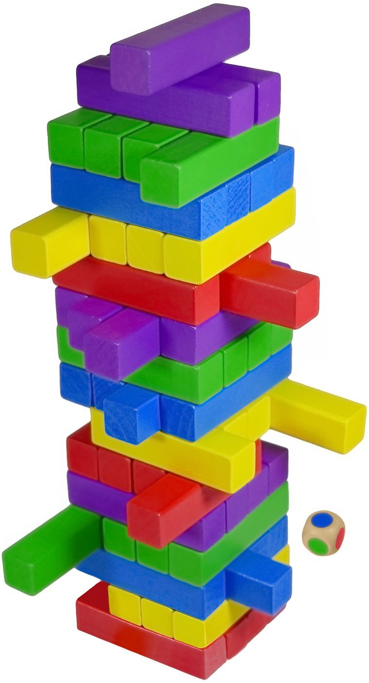 CoolToys Timber Tower Wooden Block Stacking Game - Color Match Playset (60 Pieces)