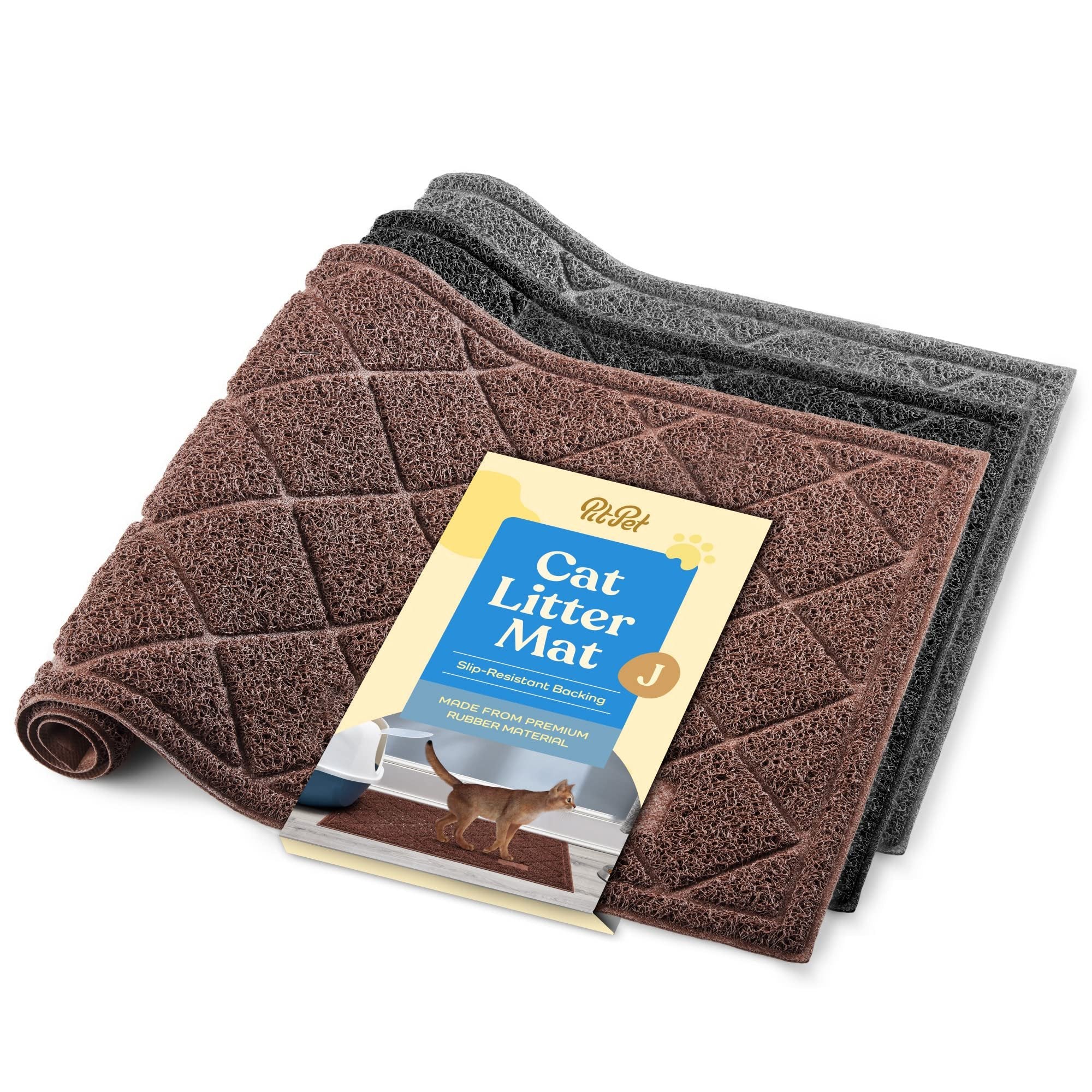 Durable Thick Cat Litter Mat - Modern Cat Mat With Non-Slip Bottom Stays In Place - Super Soft On Kitty Paws - Easy To Clean Litter Box Mat - Waterproof Cat Litter Trapping Mat Protect Floors.