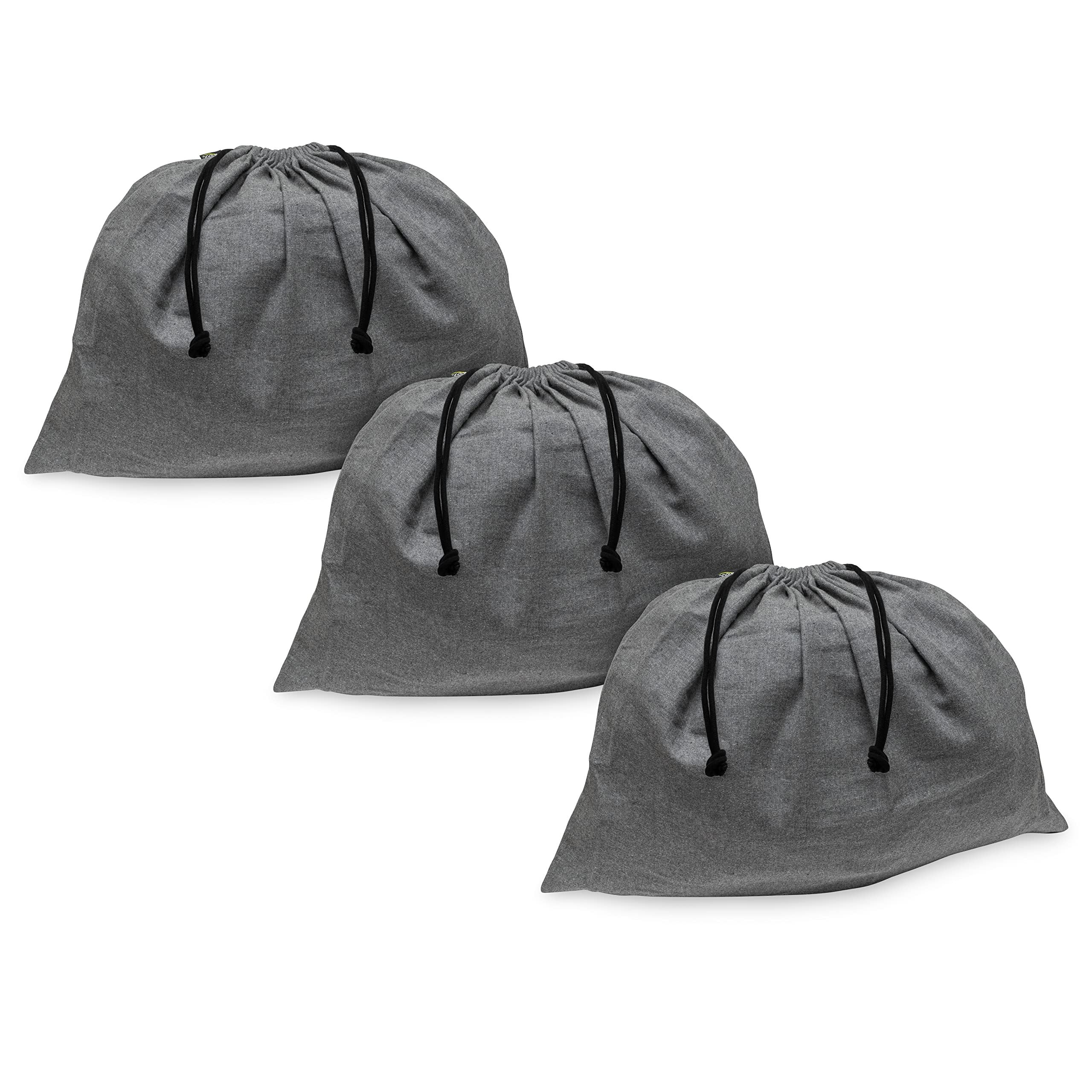 Dust Bags for Purses and Handbags - 3 Pack Purse Dust Bags for Storage, Grey Cotton Drawstring Bags for Luggage, Suitcase, Closet, Designer Purse, Handbag, Shoe, Organization Essentials - 25.6x19.7