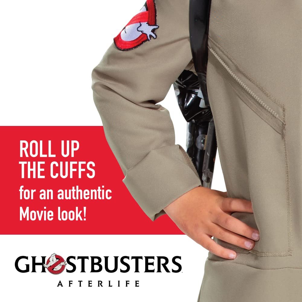 Ghostbusters Costumes for Kids, Deluxe Official Ghostbusters Afterlife Movie Costume Jumpsuit with Inflatable Proton Pack, Kids Size Large (10-12) Multicolored