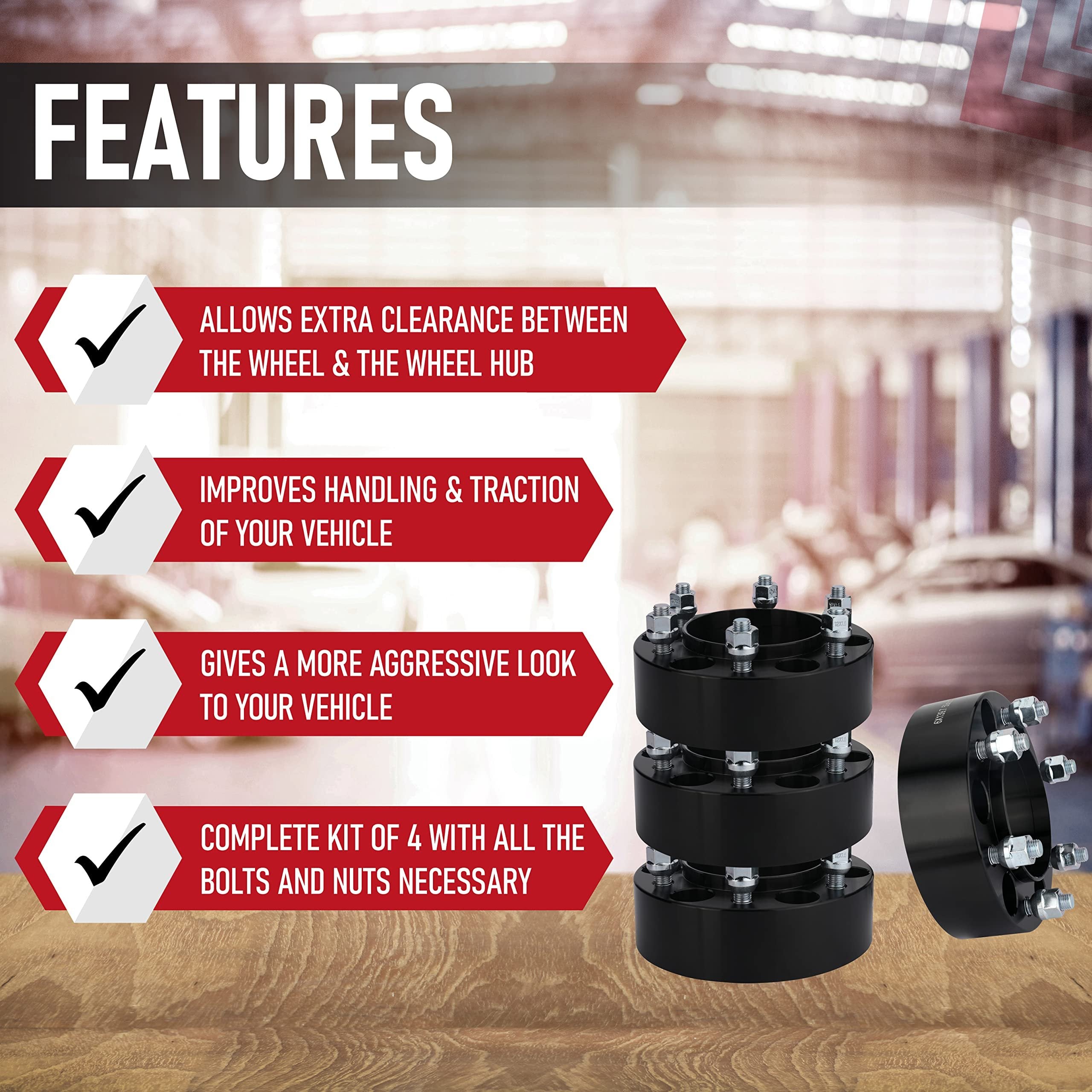 Wheel Spacer Set of 4-2 inch 50mm Thick 6x5.5 Hub Centric Adapter - Compatible with Toyota - 1995-2020 - Tacoma, Tundra, Fj Cruiser, Sequoia, 4Runner, GX470, GX460-6x139.7mm Bolt M12x.15 Studs