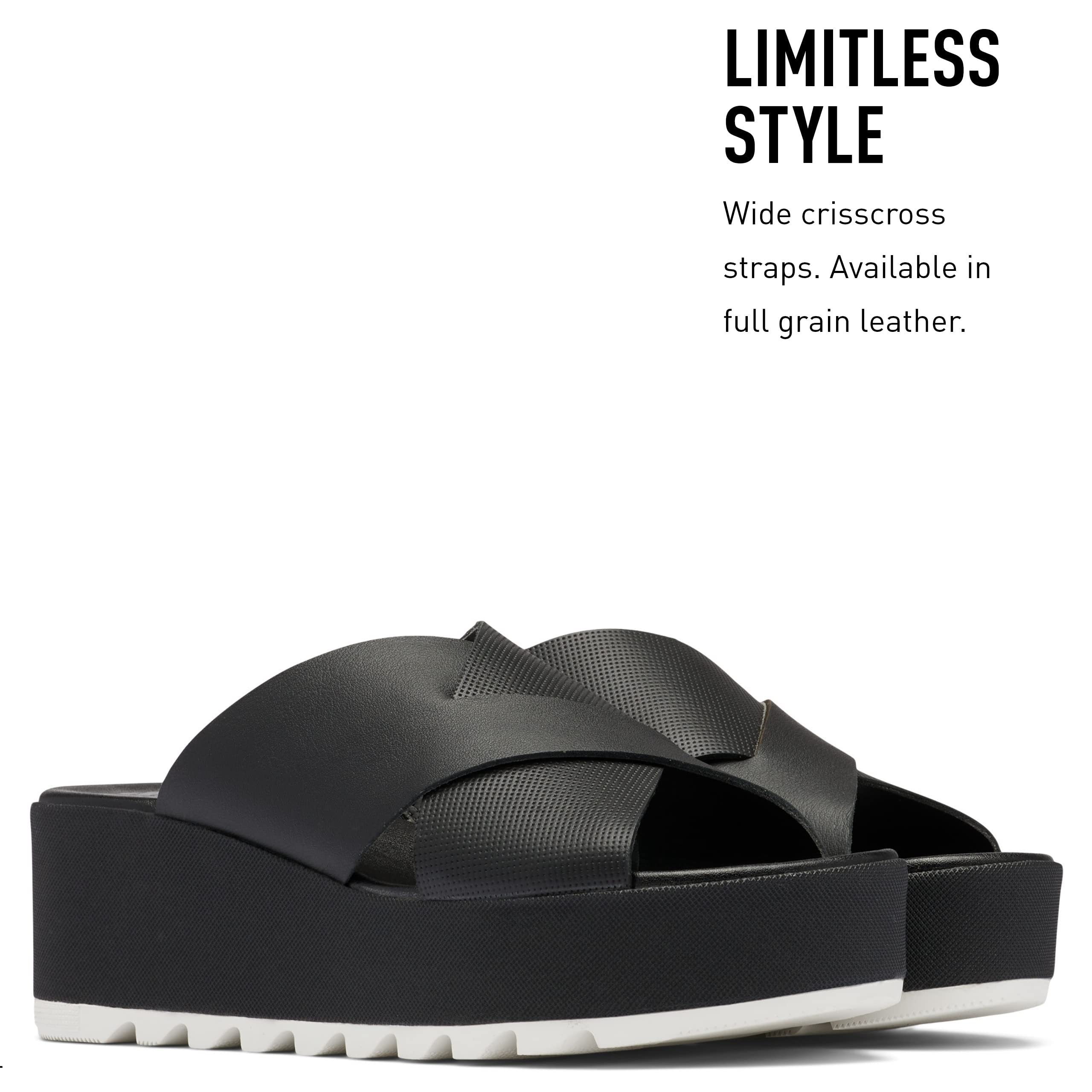 Sorel Women's Cameron Flatform Mule Sandals - Black, Sea Salt - Size 11