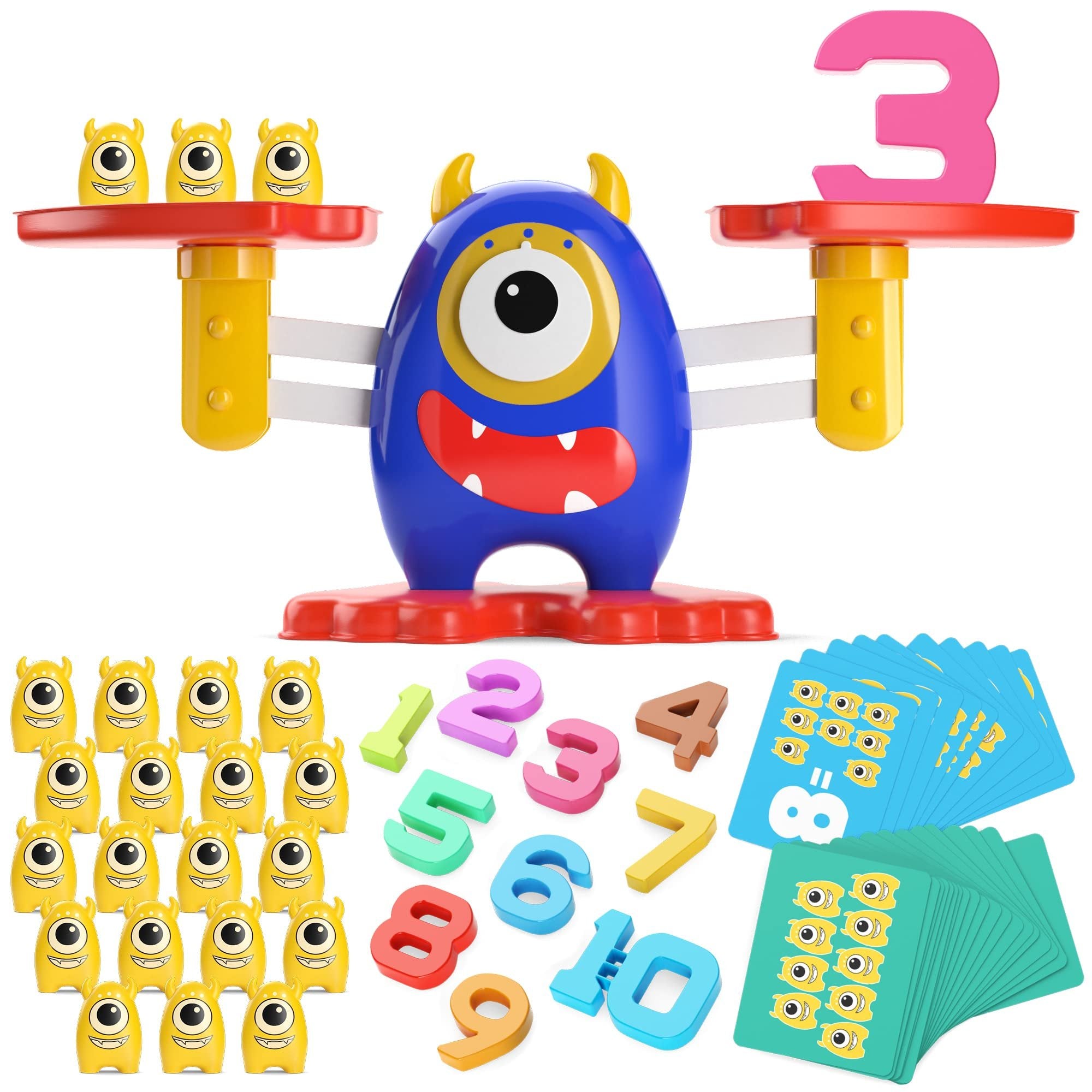 CoolToys Monster Balance Numbers Counting and Math Learning Game, Cool STEM Educational Homeschool Preschool Activity for Toddlers & Kids Age 4-8, Fun Pre Kindergarten Math Toy & Science Teaching Tool