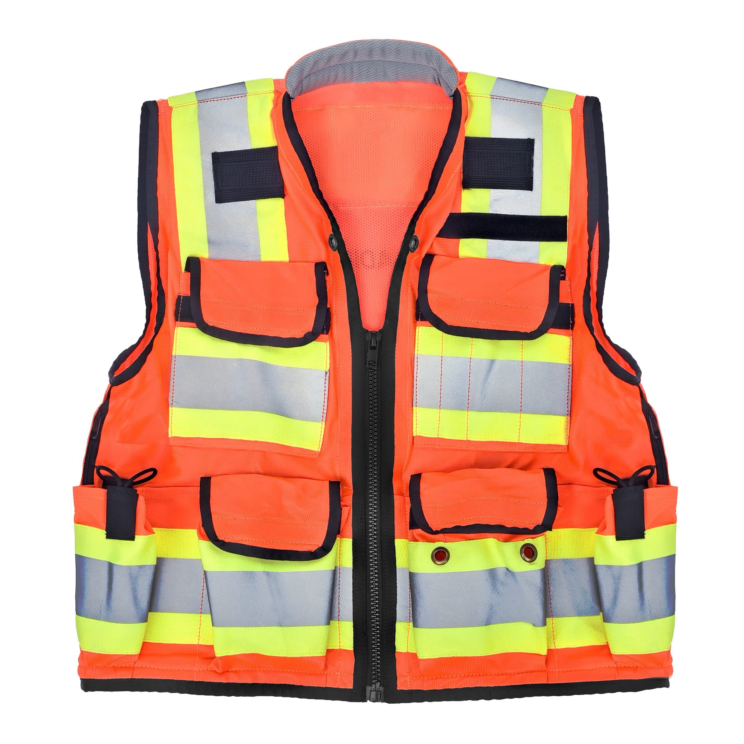 AdirPro Surveyor Safety Vest with Pockets - High visibility Reflective Construction Vest for Men - Class 2 Heavy Duty Vest ANSI Complaint for Contractors and Surveyors (Orange, XX-Large)