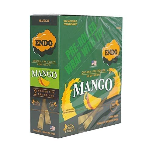 15PK Display - Endo Pre-Rolled Hemp Wraps - Mango