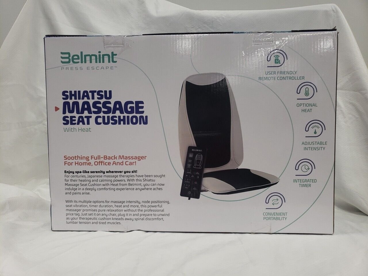 Belmint Back and Neck Massager Shiatsu Massage Chair Seat Cushion with Heat
