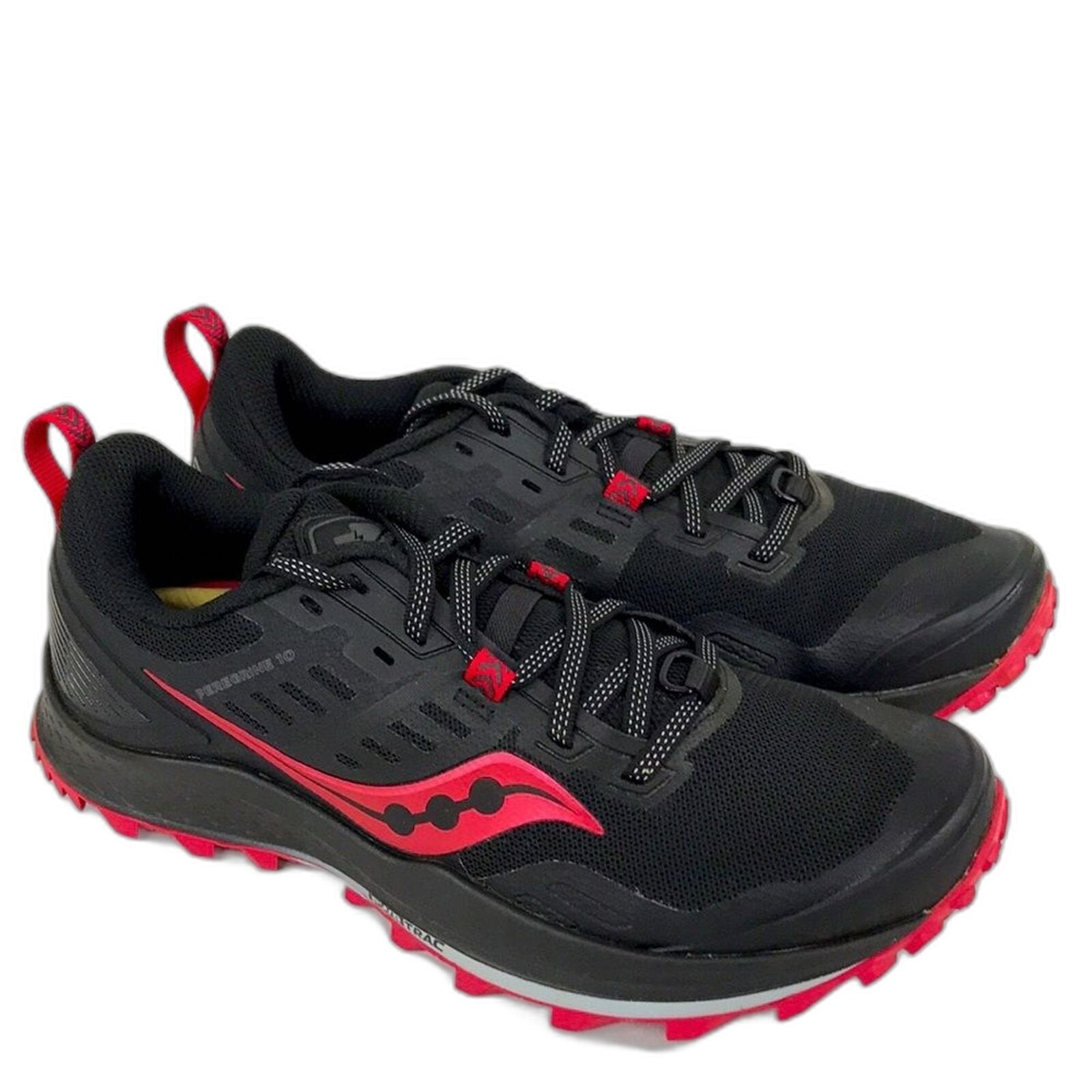 Saucony Womens Peregrine 10 Running Shoe Black Barberry 8 US